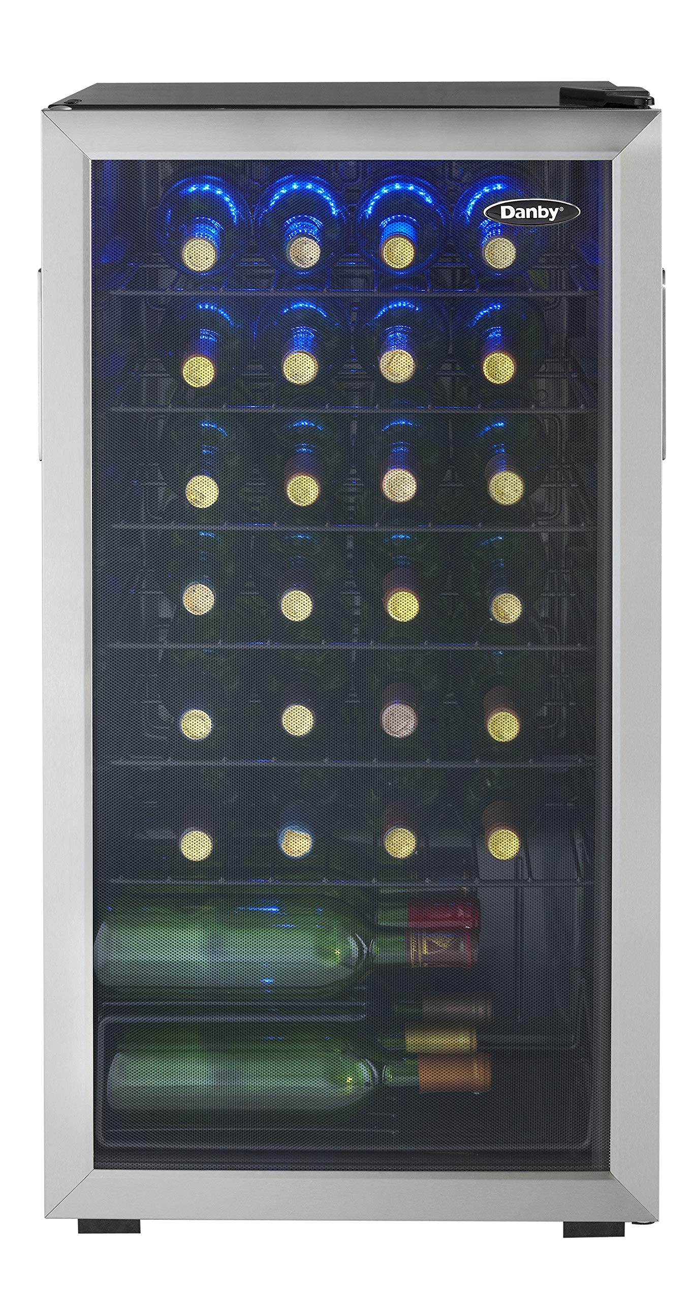 Danby DWC036A1BSSDB-6 3.3 Cu. Ft. Freestanding Wine Cooler - 36 Bottle Capacity Single Zone Refrigerator with Glass Door | Stainless Steel Wine Fridge for Kitchen, Home Bar, Restaurant & Office Use