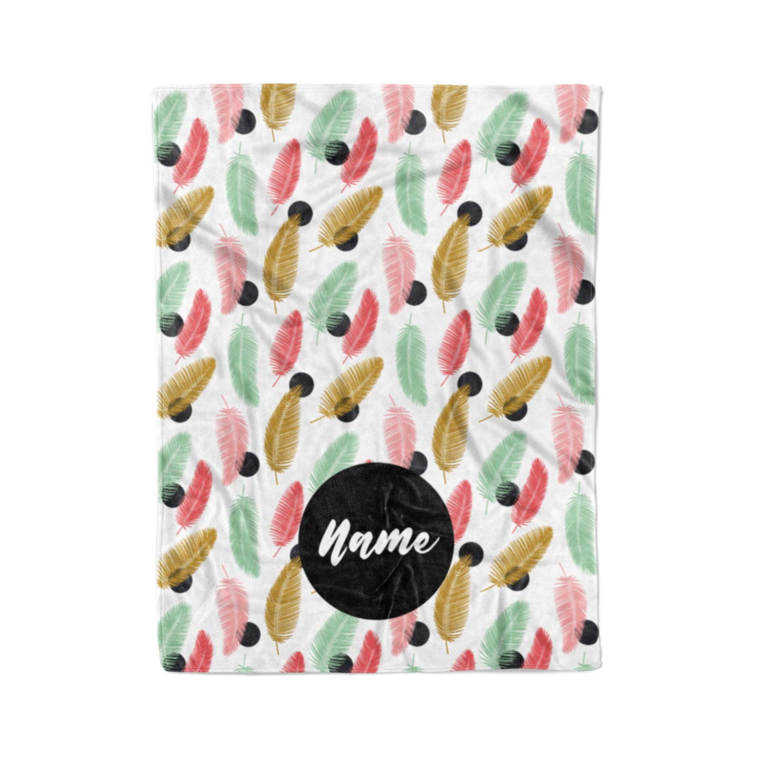 Personalized Corner Feather Pattern Fleece Throw Blanket - Soft Warm Lightweight Blanket Gift for Women, Moms, Daughters & Grandmas - Perfect for Couch, Bed, Sofa & Winter Snuggling