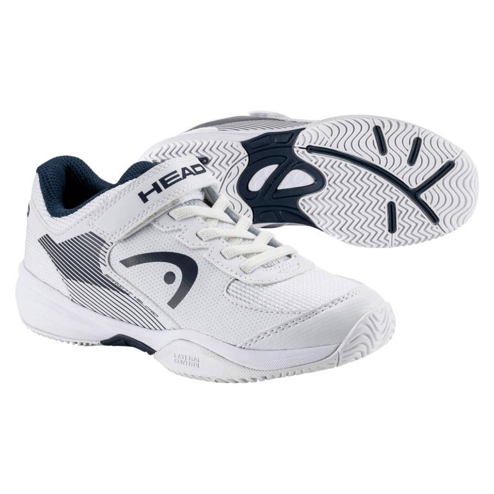 Head Sprint Velcro Junior Tennis Shoes for Kids - Lightweight & Comfortable White/Blueberry Sneakers - Perfect for Tennis, Running & School Sports