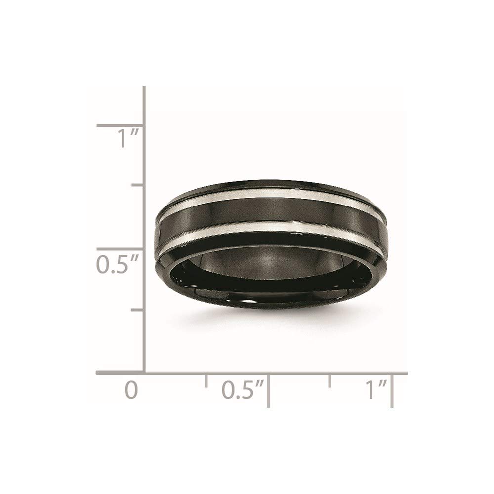 7mm Titanium Black Ion Plated Grooved Wedding Band Ring for Women - Elegant Bridal & Engagement Jewelry, Perfect Gift for Her - Ideal for Proposals, Anniversaries & Special Occasions