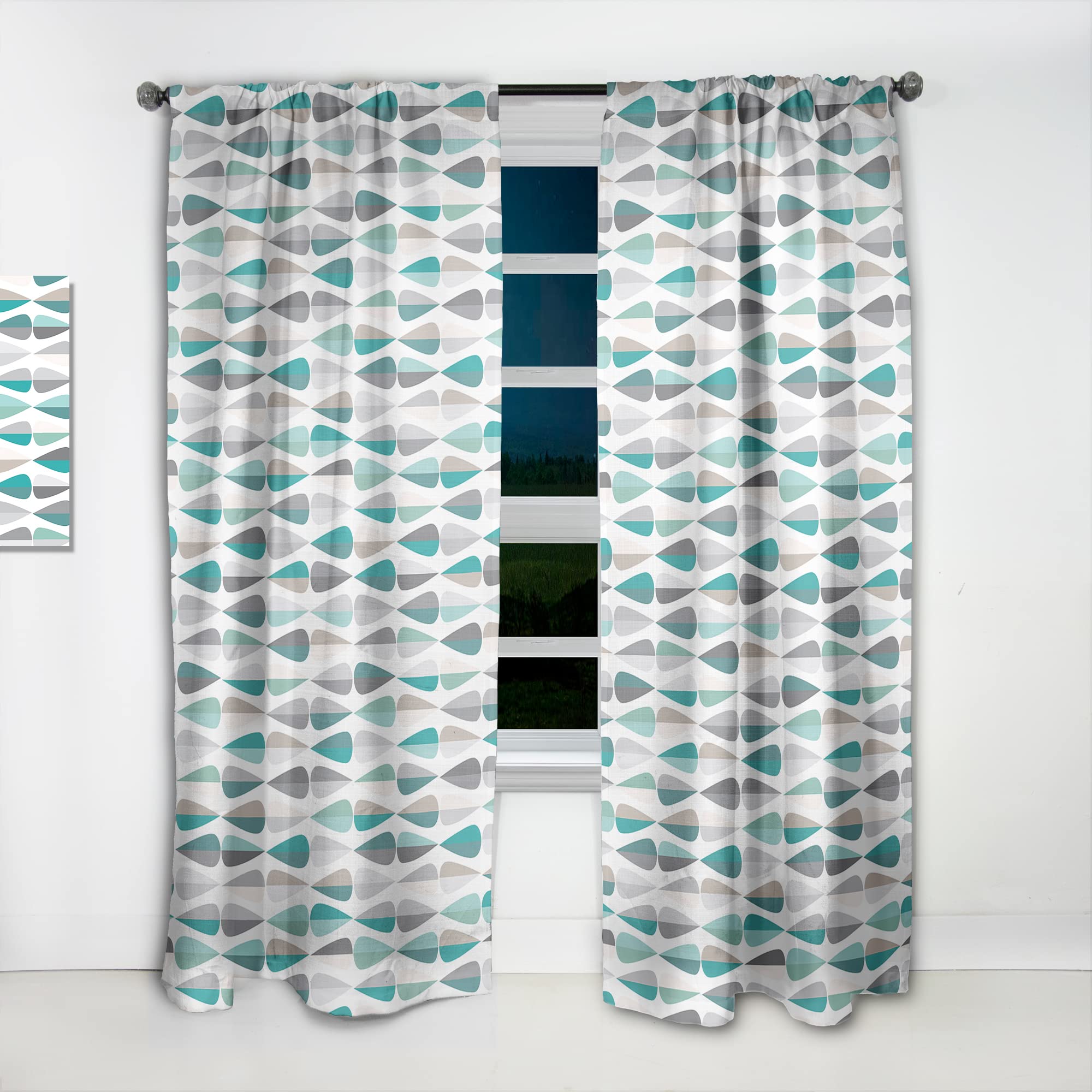 DesignQ Retro Abstract Drops III Thermal Insulated Curtain Panel - 52x120 Inches - Blackout Drapes for Bedroom & Living Room - Perfect for Home Decor, Privacy & Temperature Control