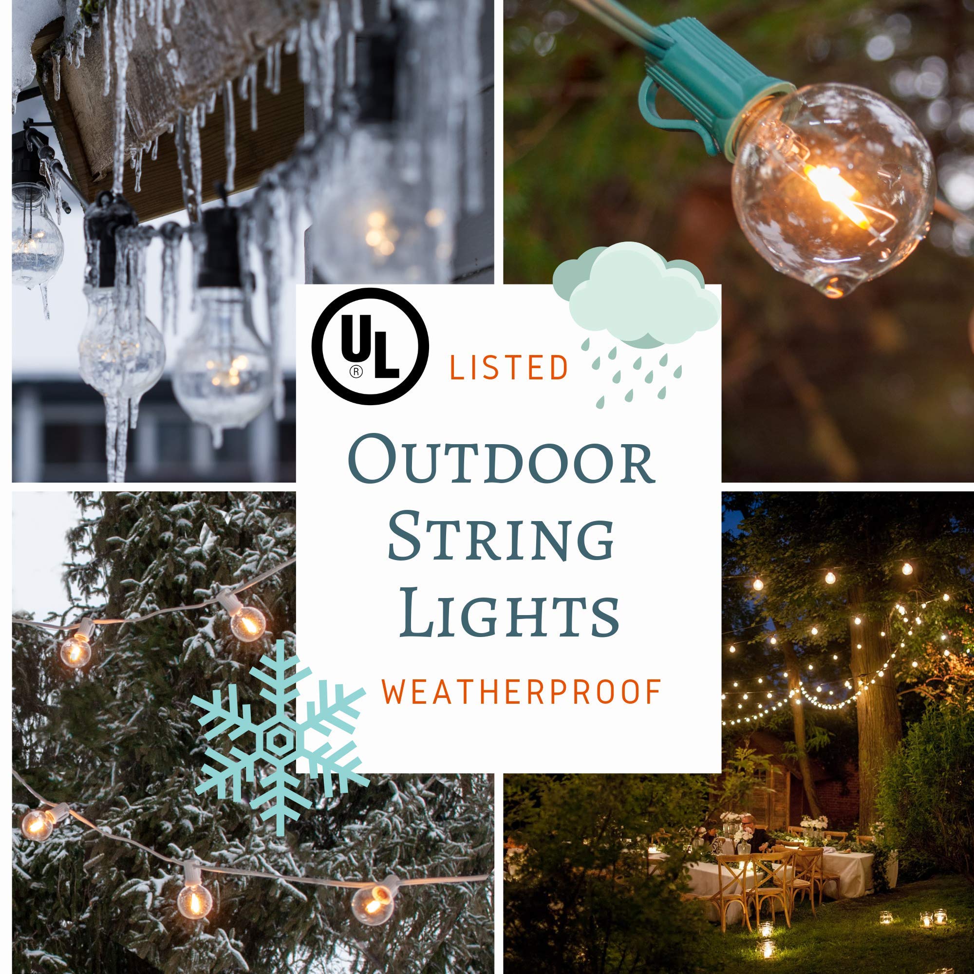 100 Foot Outdoor String Lights with 105 G50 Clear 2