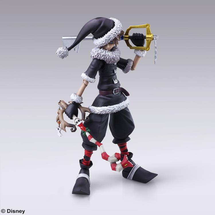 Bring Arts Kingdom Hearts II Sora Christmas Town Ver. Action Figure by Square Enix - Collectible Game Character Model for Display & Gift Giving