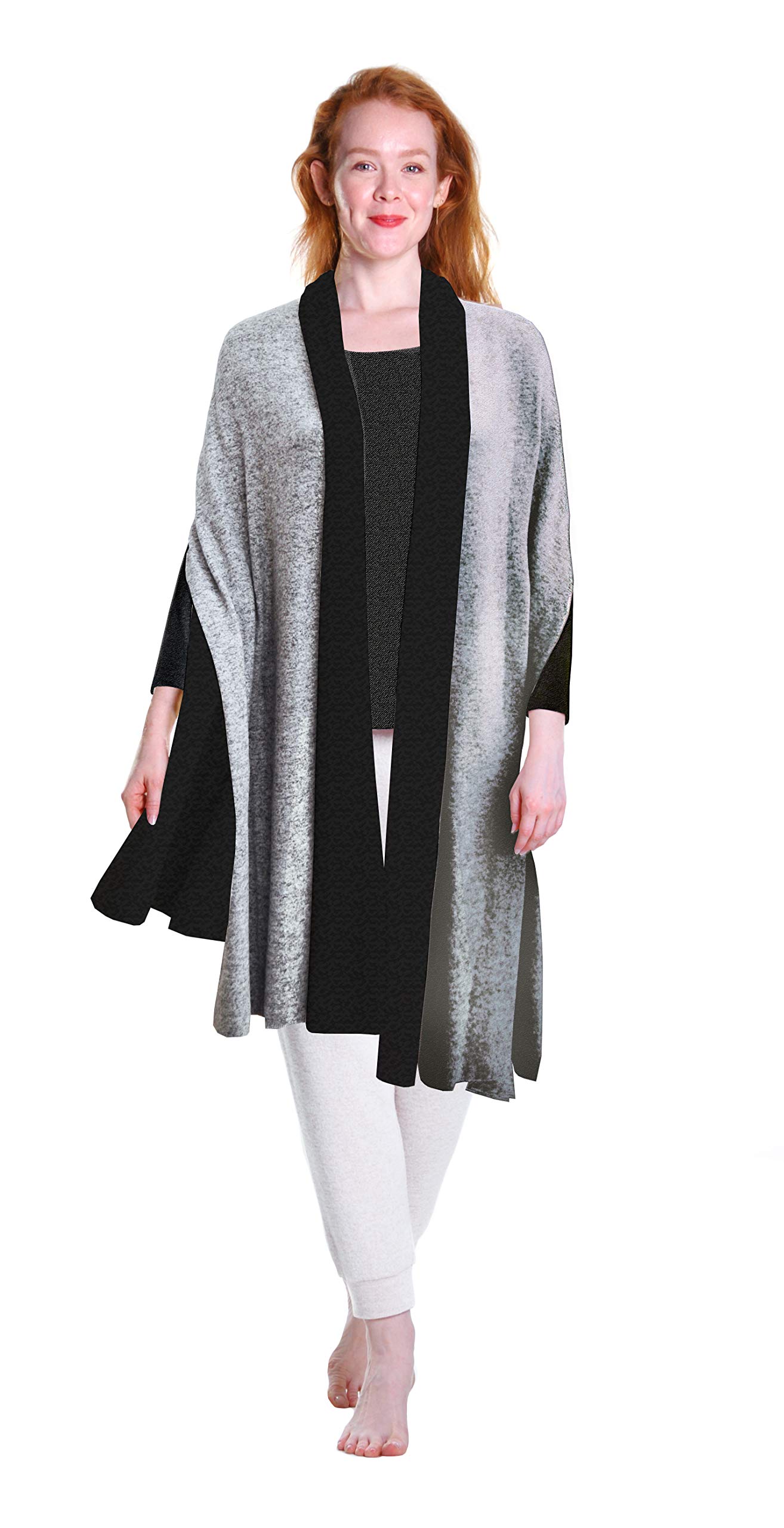LA CERA Women's Reversible Wrap Shawl - Soft 80% Rayon 15% Polyester 5% Spandex Blend - Two Tone Reversible Design - Machine Washable - Perfect for Office, Travel & Evening Events
