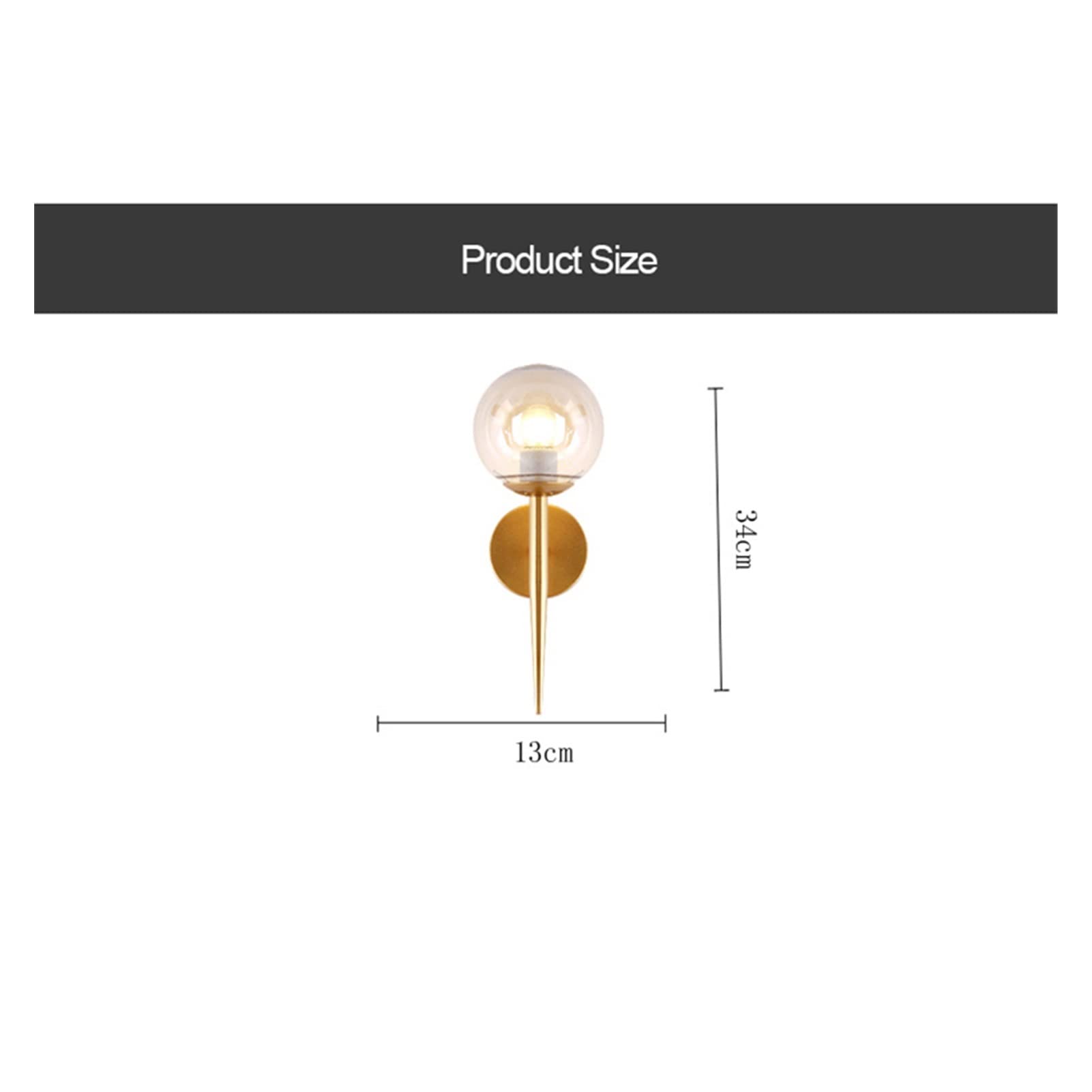 Nordic Modern Wall Lamp Sconce - Black/Gold LED Night Light for Bedroom, Staircase & Pathway - E27 Bulb Compatible - 340x130mm - Elegant Bedside Lighting for Home Decor