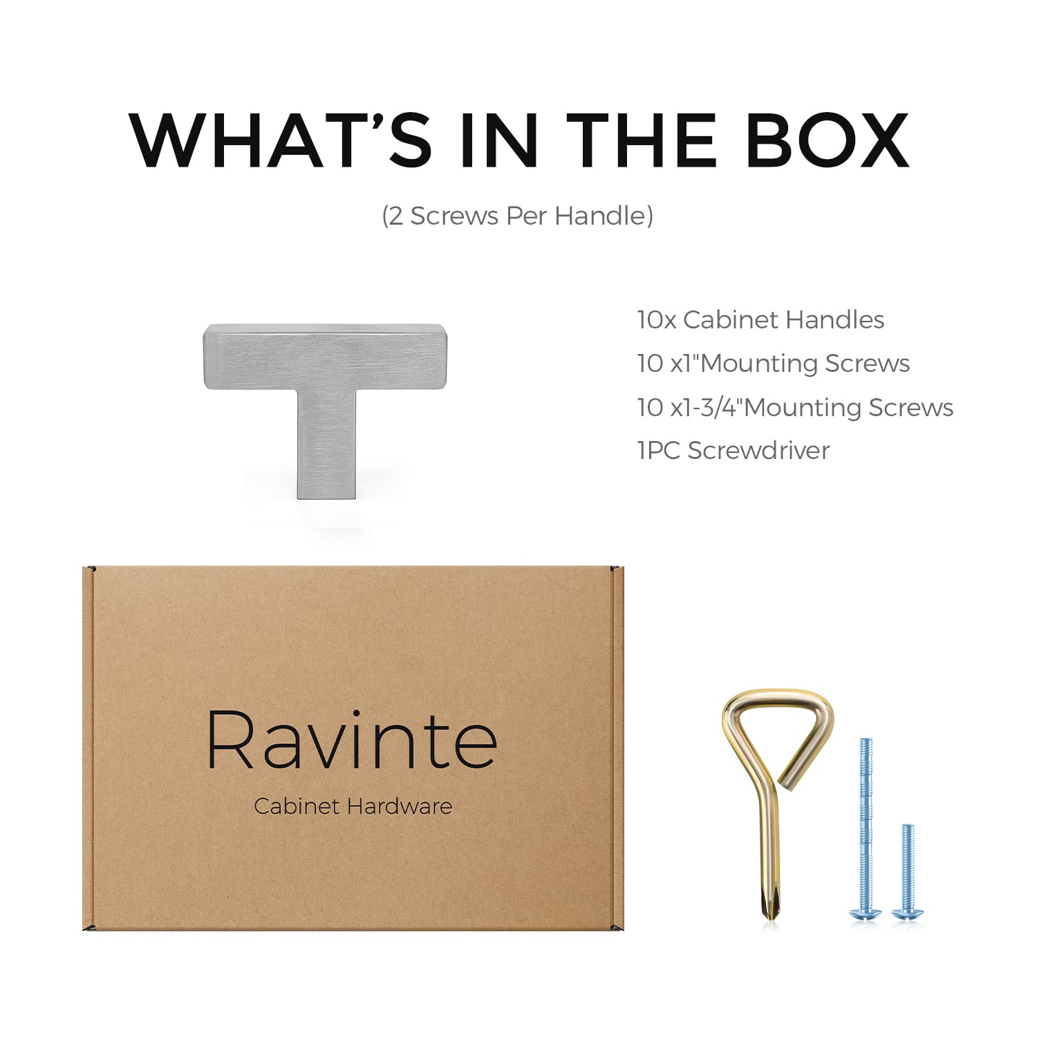 Ravinte 10 Pack Square Bar Cabinet Knobs - Brushed Nickel Kitchen Cabinet Handles & Drawer Pulls - Single Hole Hardware for Modern Kitchen & Bathroom Upgrades