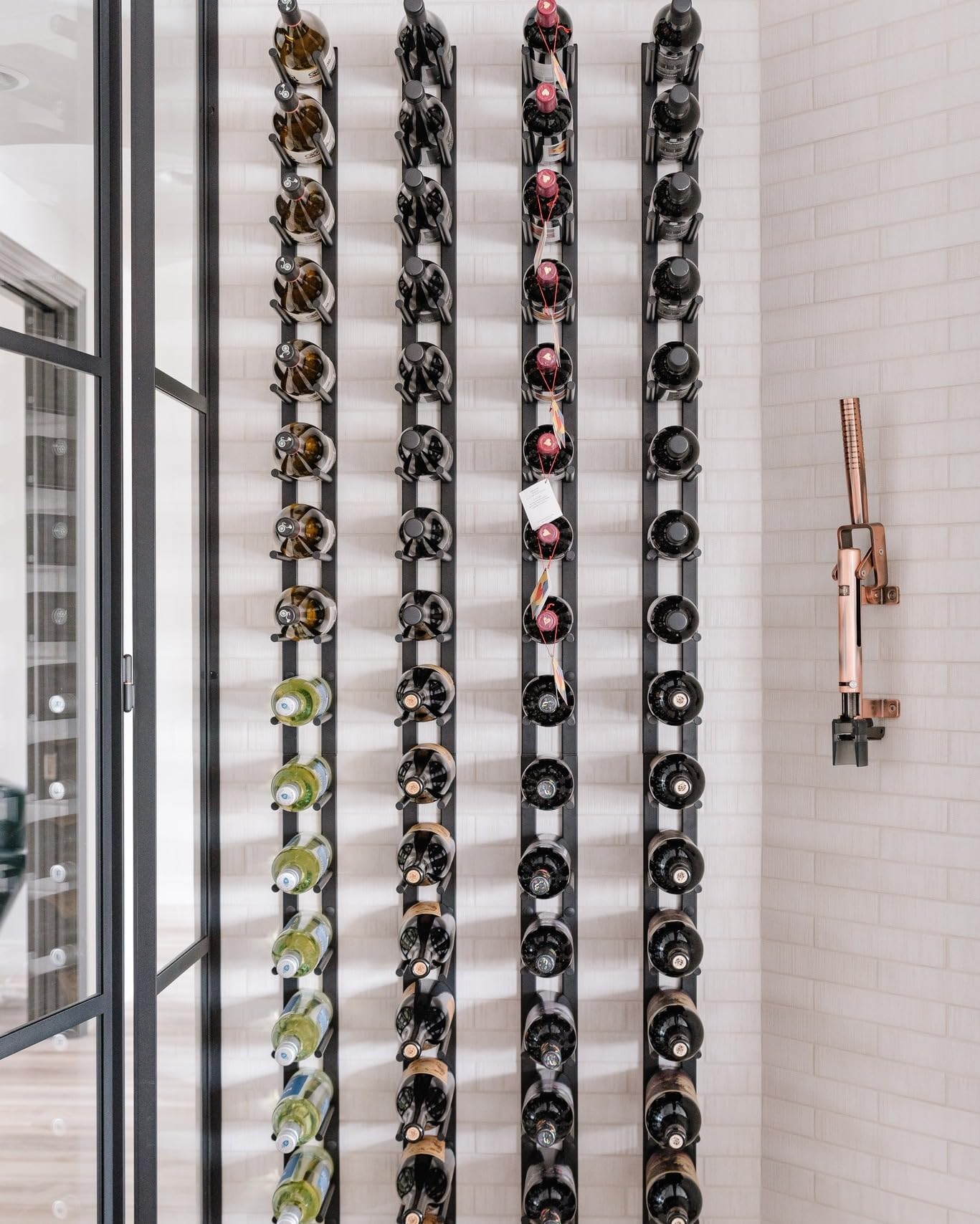 Modern Matte Black Wall Mounted Wine Rack - Holds 9 Bottles (3 Foot) | Space-Saving Metal Wine Storage for Home Bar, Kitchen, Dining Room & Wine Cellar | Perfect for Small Spaces & Wine Enthusiasts