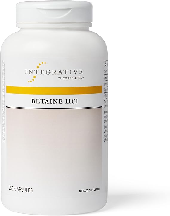 Integrative Therapeutics Betaine HCI Supplement - Supports Digestion & Stomach Acid Levels - For Gut Health & Nutrient Absorption - Perfect for Mealtime & Digestive Comfort