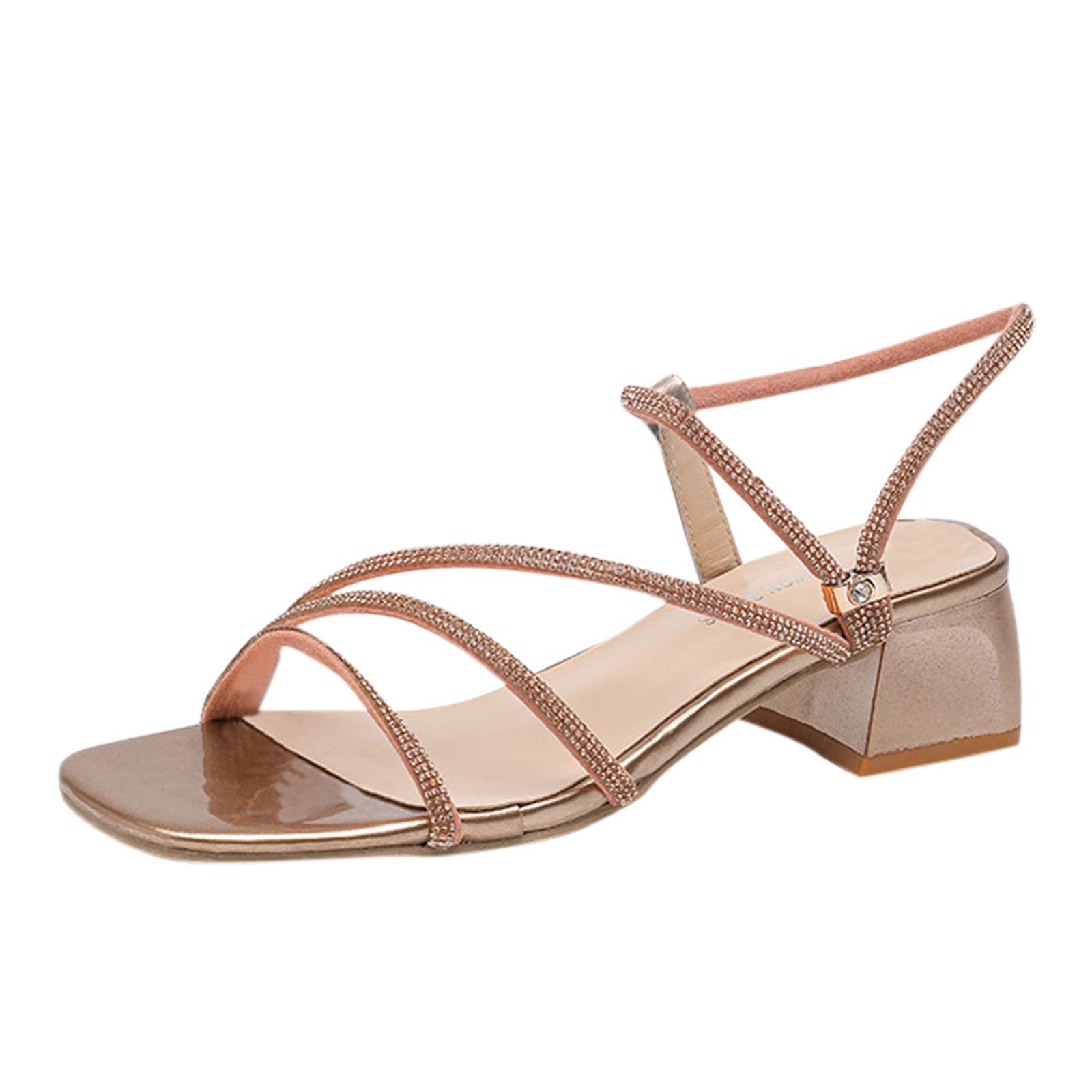 Elegant Women's Heeled Sandals - Peep Toe Rhinestone Dress Shoes for Summer | Perfect for Weddings, Parties & Evening Events
