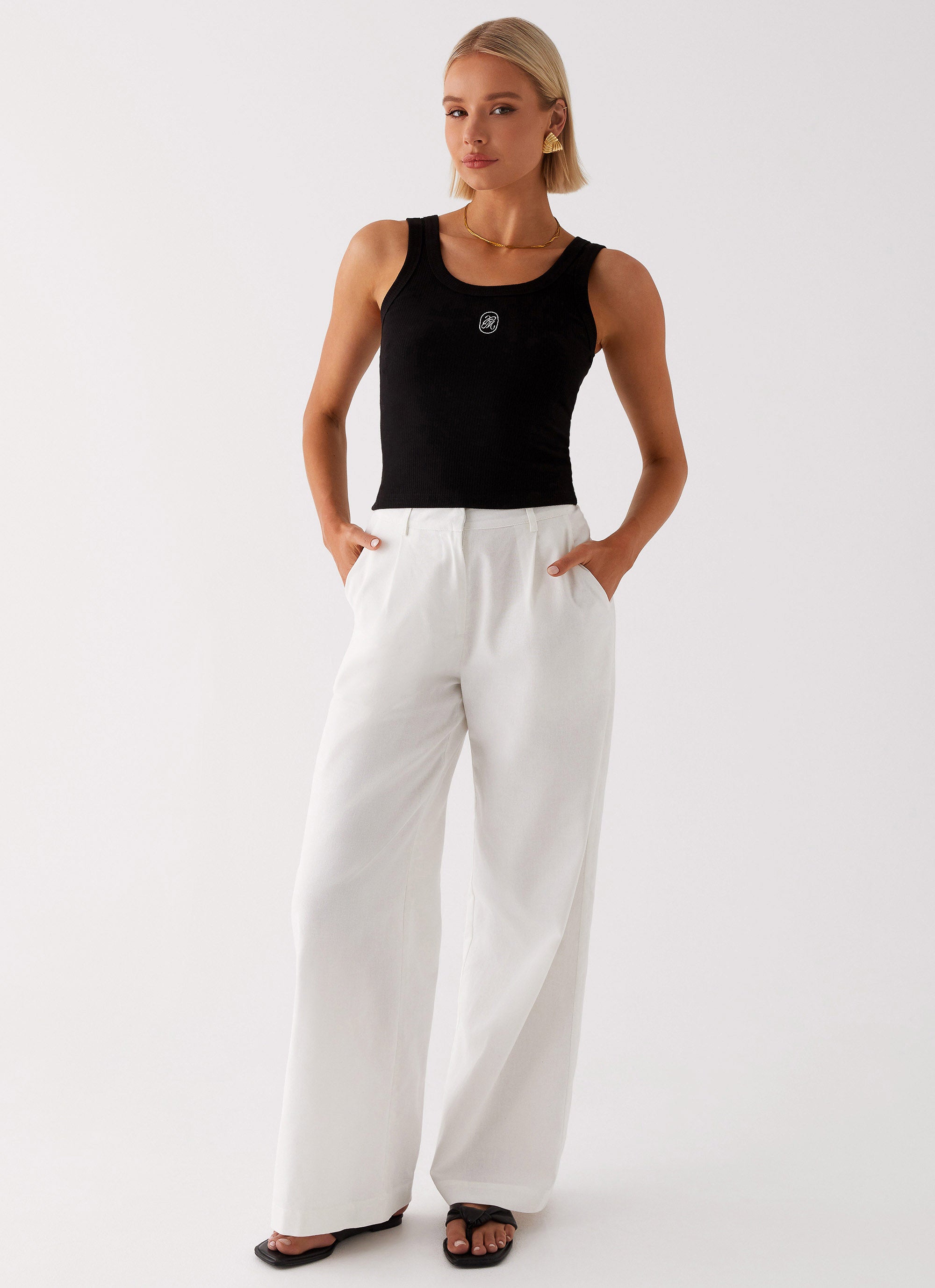 Breathable Heatwave Linen Wide Leg Pants for Women - White | Summer Casual Beach Pants | Perfect for Vacation, Yoga & Lounge Wear