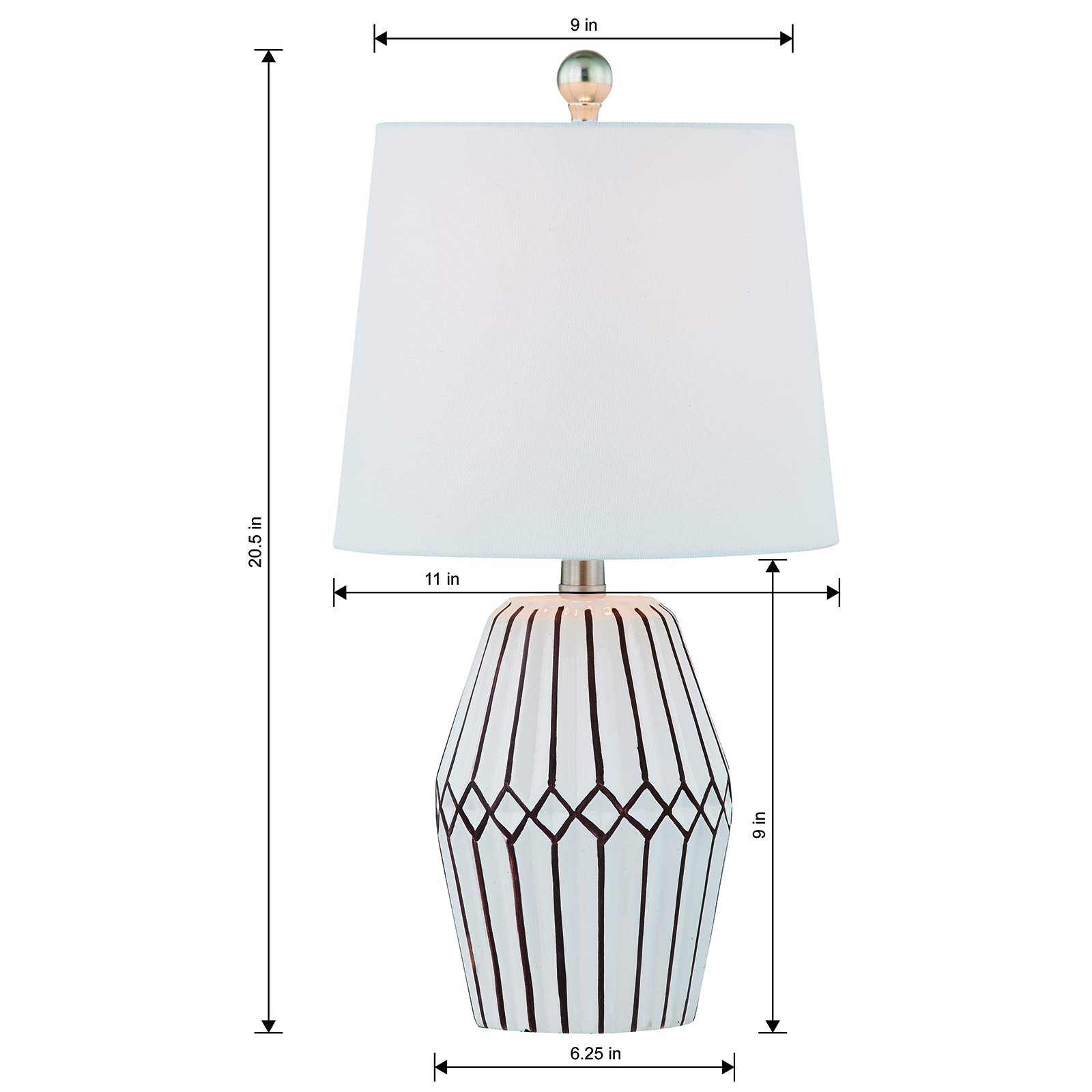 Maxax Ceramic Table Lamps Set of 2 - White Irregular Geometric Bedside Desk Lamps with White Fabric Shade, Farmhouse Nightstand Lighting for Living Room, Bedroom, Office & Dorm Decor