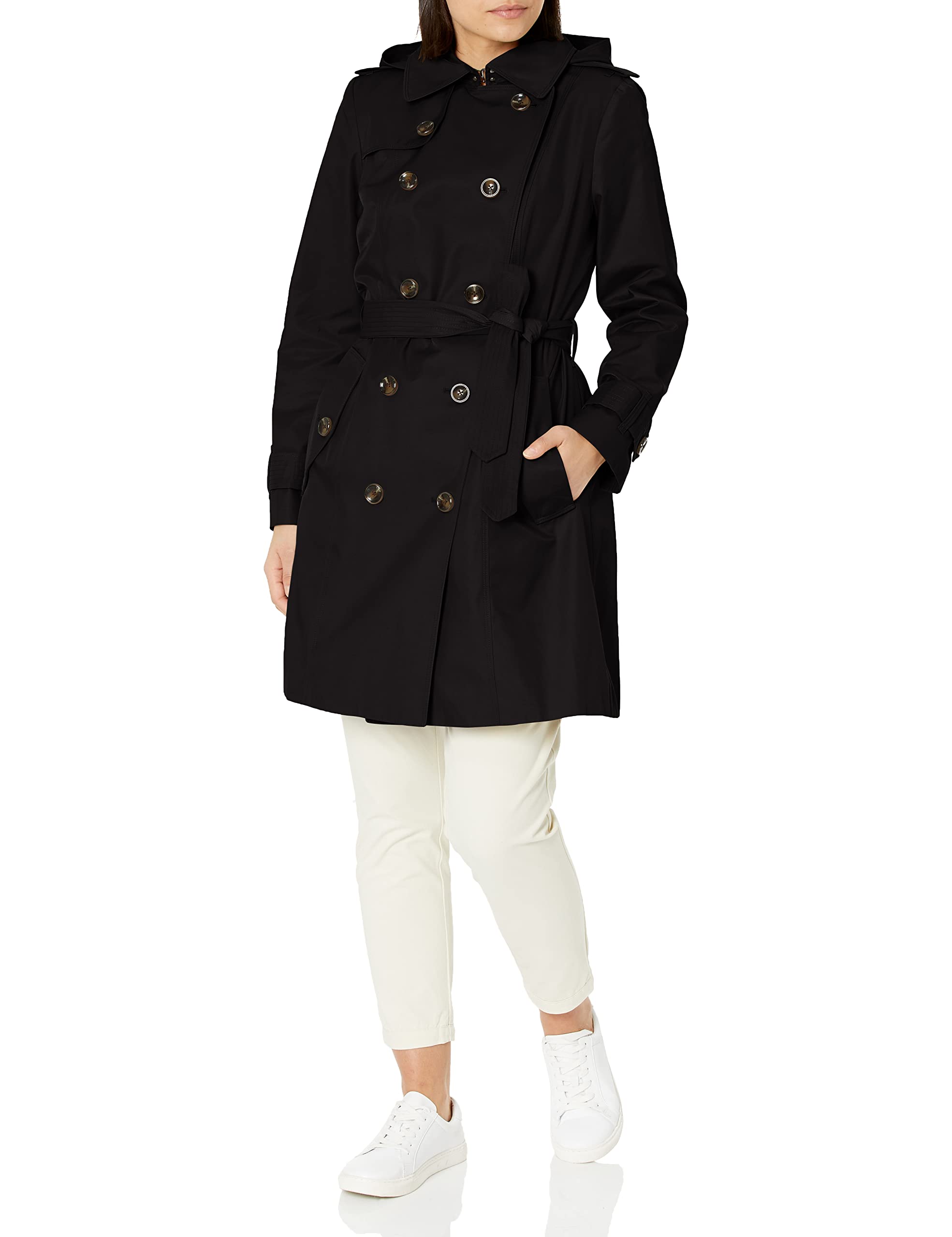 London Fog Women's Classic Double Breasted Waterproof Trench Coat - Stylish Raincoat for Work, Travel & Everyday Wear