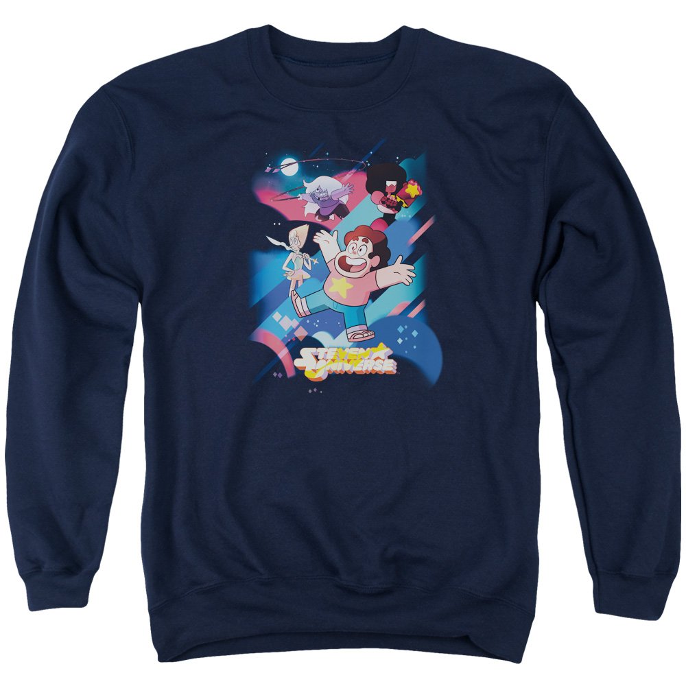 Steven Universe Group Shot Navy Adult Crewneck Sweatshirt | Cartoon Character Pullover Hoodie | Casual Wear, Cosplay & Gift for Fans