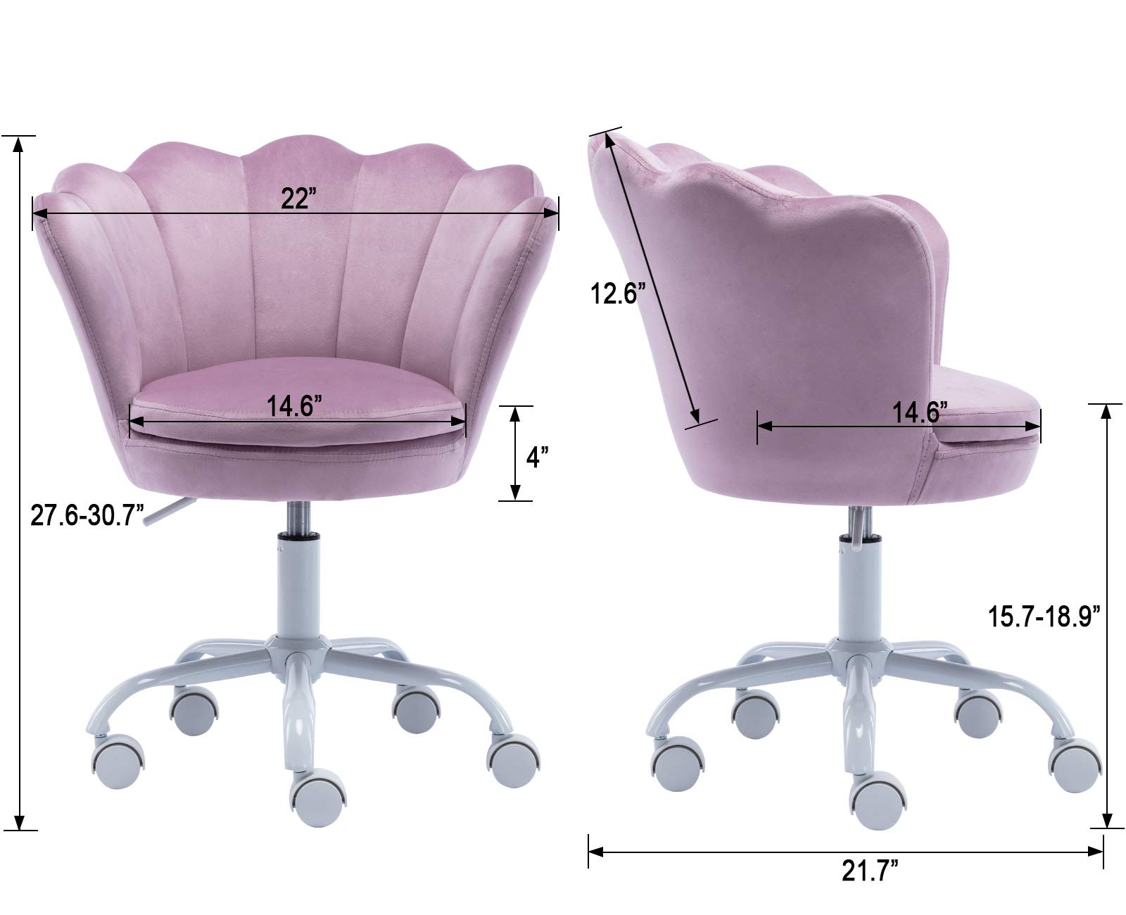 CIMOTA Adjustable Velvet Kids Desk Chair - Light Purple Swivel Shell Vanity Chair for Girls, Ergonomic Study & Computer Chair for Bedroom or Playroom | Perfect for Homework, Gaming & Reading