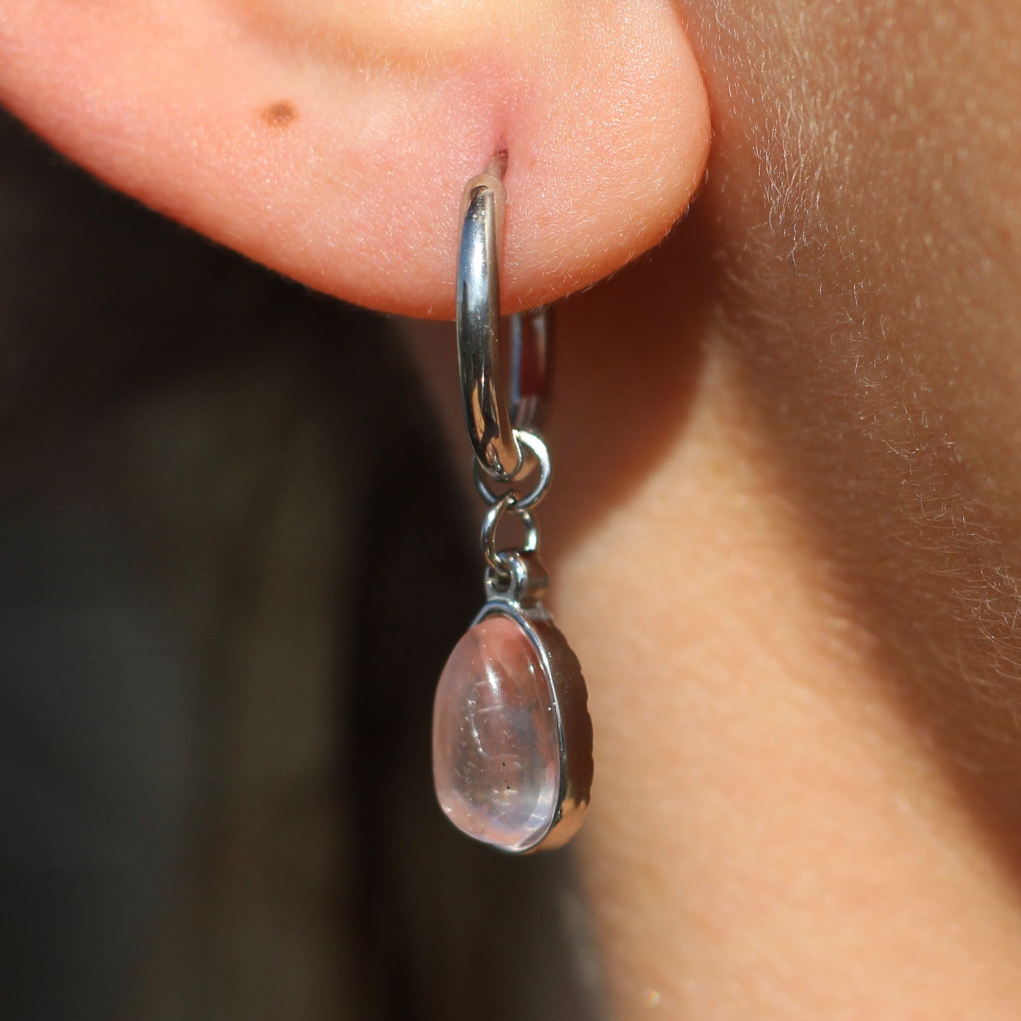 Rose Quartz Drop Earrings for Women – Natural Gemstone Dangle Earrings for Healing & Positive Energy | Perfect for Meditation, Yoga & Everyday Wear