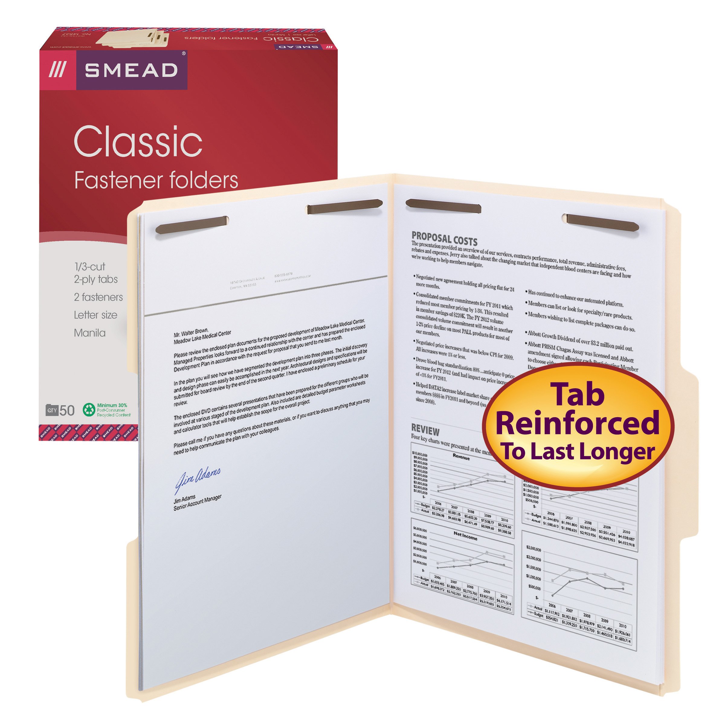 Smead Fastener File Folders - 2-Pack (14537 & 12040) - Letter Size Hanging File Folders for Office Organization - Perfect for Filing Cabinets, Document Storage & Home Office Use