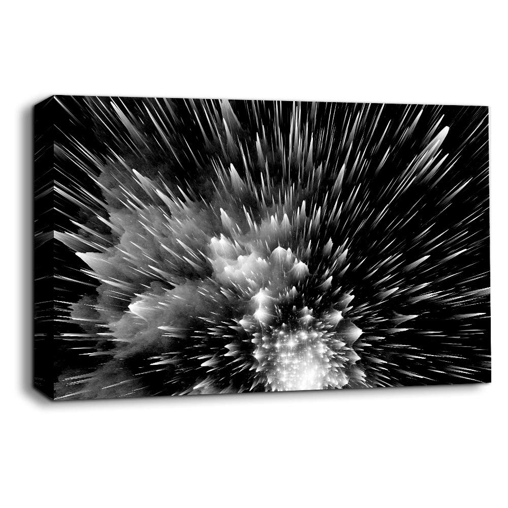 Black and White Energy Wave Canvas Wall Art - 32x48 Inch Framed Painting for Home Decor, Bedroom & Living Room | Modern Abstract Print for Office & Dorm