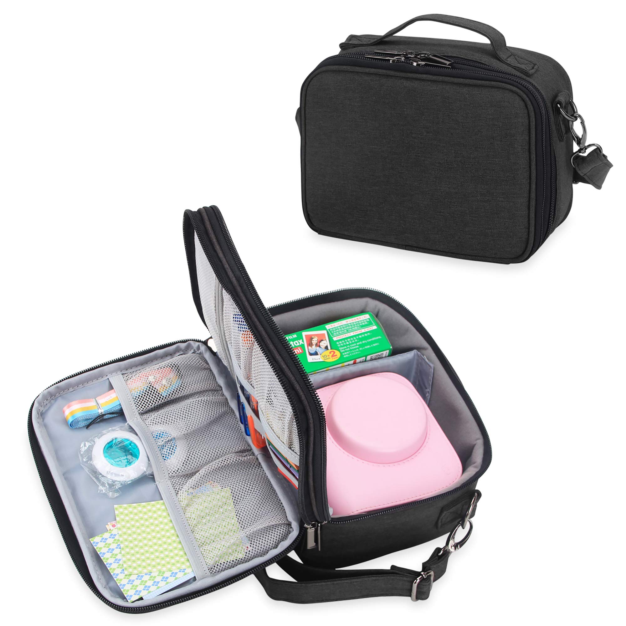 Teamoy Mini 9/10/11/12 Instant Camera Case - Portable Waterproof Protective Bag for Fujifilm Instax Mini Cameras & Accessories | Perfect for Travel, Parties & Photo Walks (Black)
