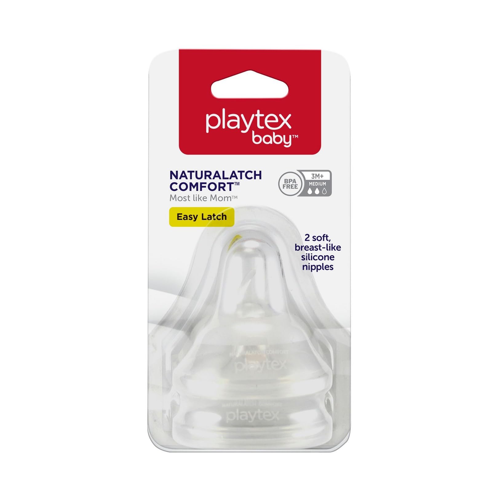 Playtex Baby NATURALATCH Nipple - Fast Flow, 2 Count for Easy Breastfeeding Transition