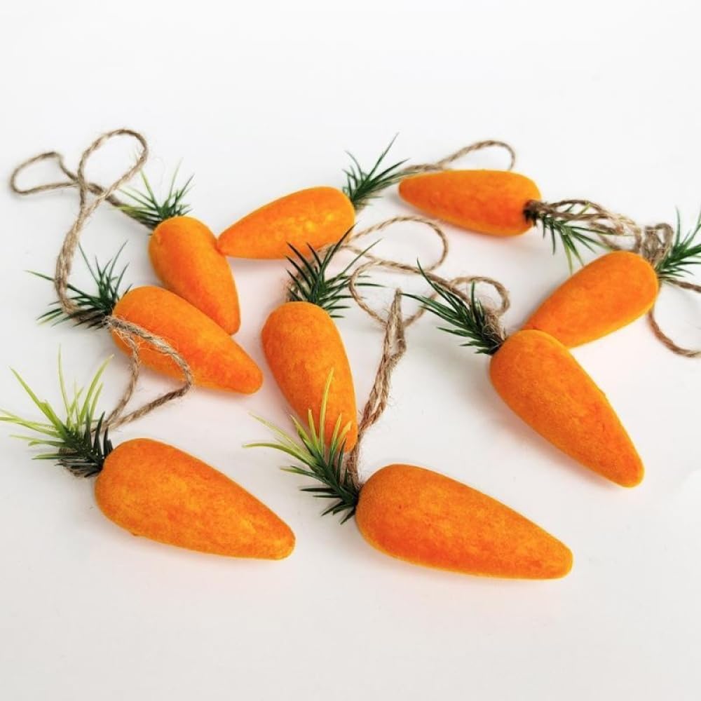 20PCS Easter Hanging Carrot Decorations - Artificial Foam Carrot Ornaments for Easter Party, Home DIY Crafts, Spring Festival Decor (Orange, 20 Pieces) - Perfect for Easter Egg Hunts, Bunny Decor, Spring Wreaths & Table Centerpieces