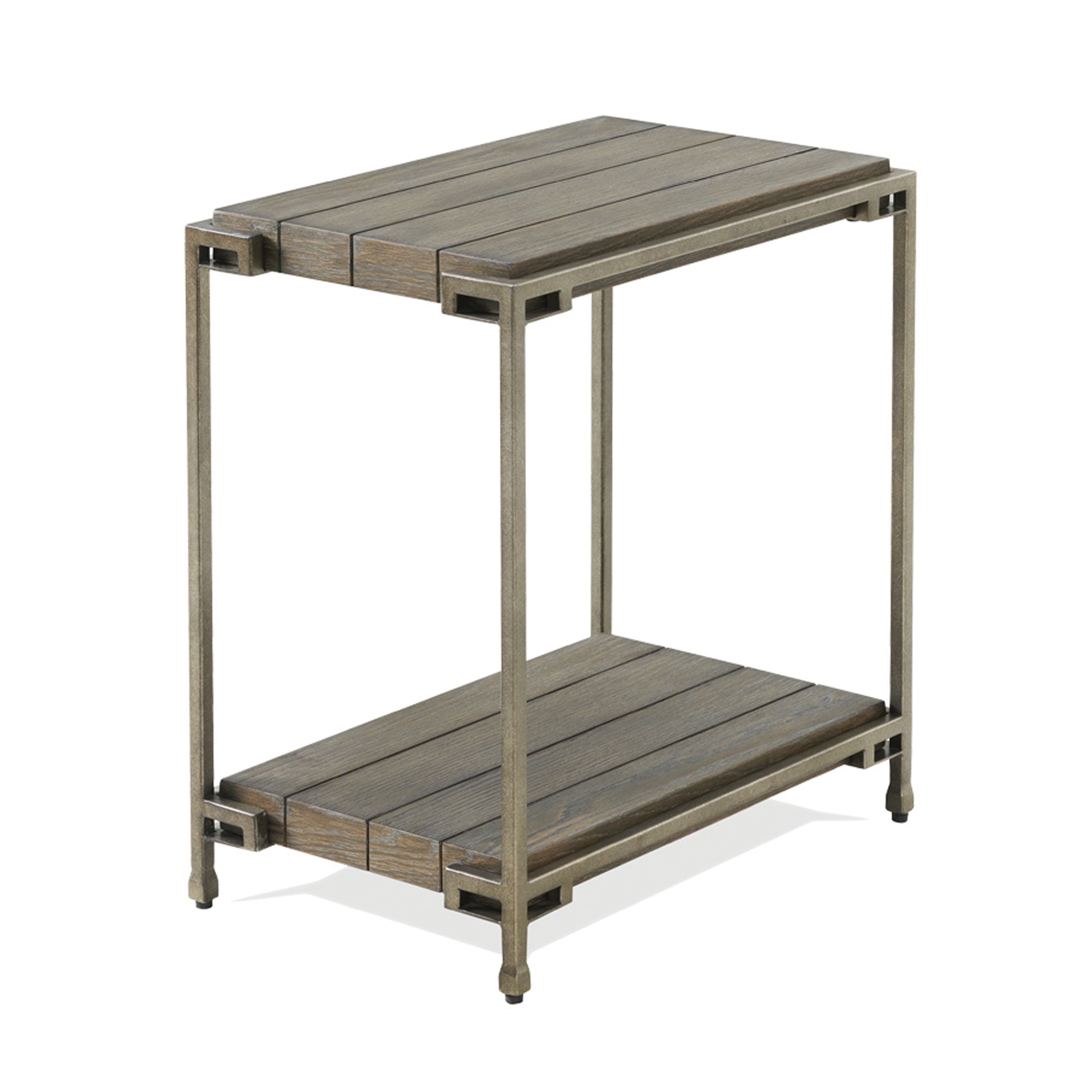 Roundhill Furniture Corbeta Metal Frame Wood Living Room Side Table with Shelf - Aged Graphite Finish - Perfect for Living Room, Bedroom, or Office Accent Table