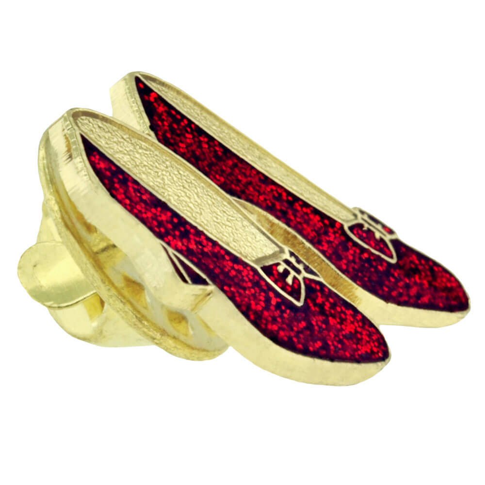 PinMart Glitter Red Dance Shoes Ruby Slippers Enamel Lapel Pin - Elegant Accessory for Dance Performances, Costume Parties & Wizard of Oz Fans