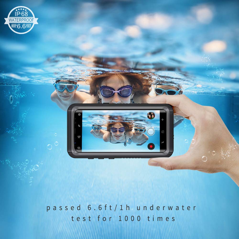 **Lanhiem Rugged IP68 Waterproof Case for Samsung Galaxy S9 – Shockproof, Dustproof with Built-in Screen Protector – Full Body Protection (Black/Gray) – Ideal for Outdoor, Work & Extreme Activities**