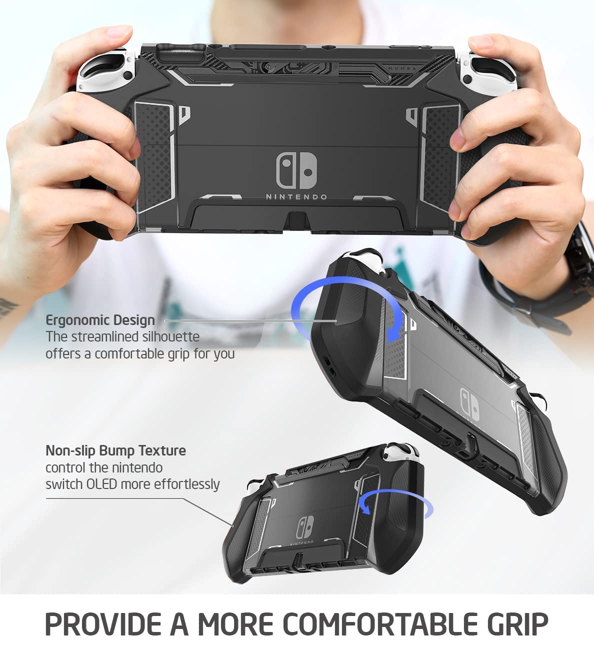 Premium Mumba Carrying Case & Dockable Protective Cover for Nintendo Switch OLED 2021 - Shockproof Travel Case for Gaming On-The-Go & Home Console Protection