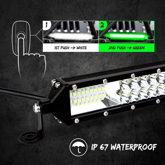 2 in 1 LED Light Bar with White & Green Colors - Perfect for Trucks, Off-Road Vehicles, and Emergency Lighting