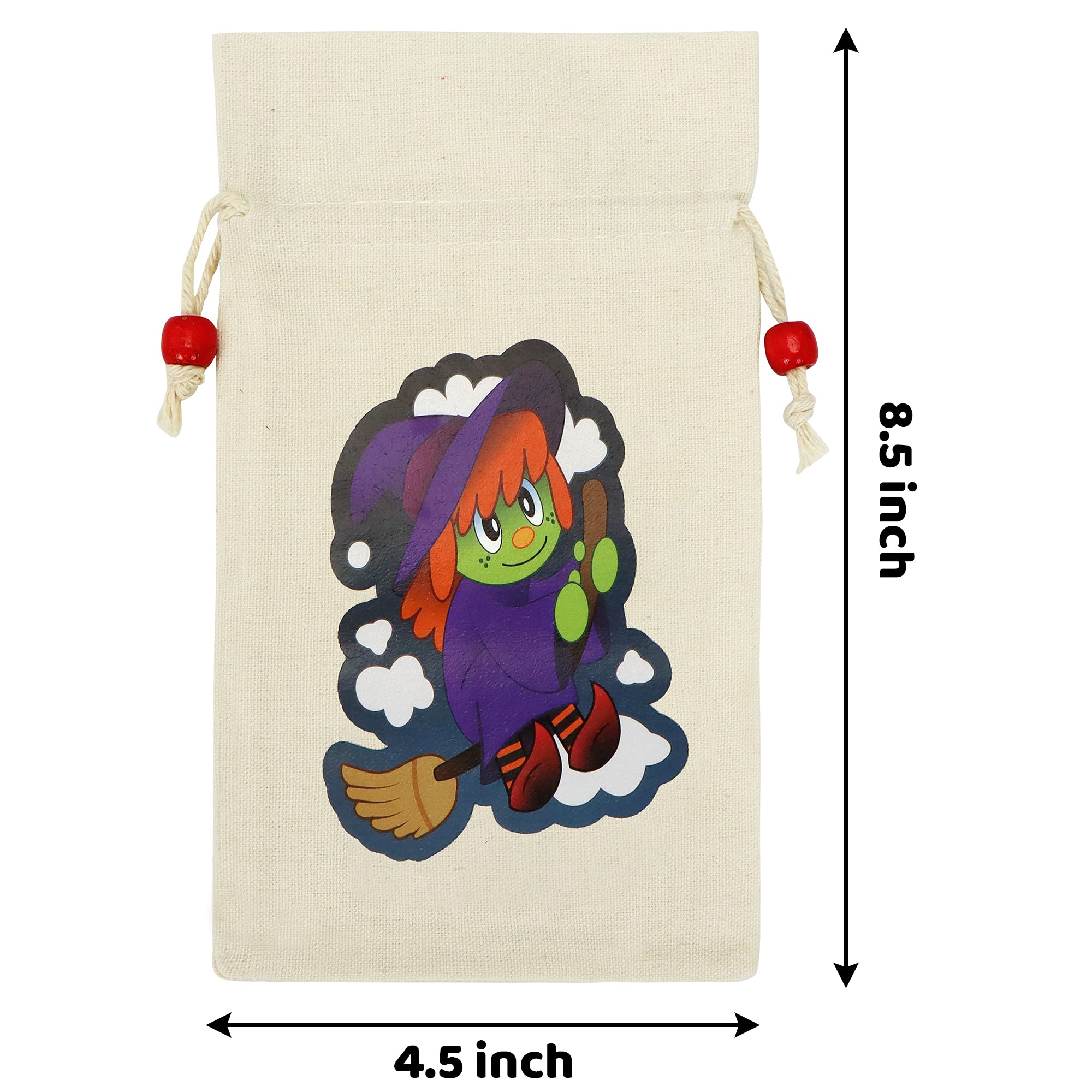 JOYIN 12 Pack Halloween Drawstring Canvas Bags, 8.5