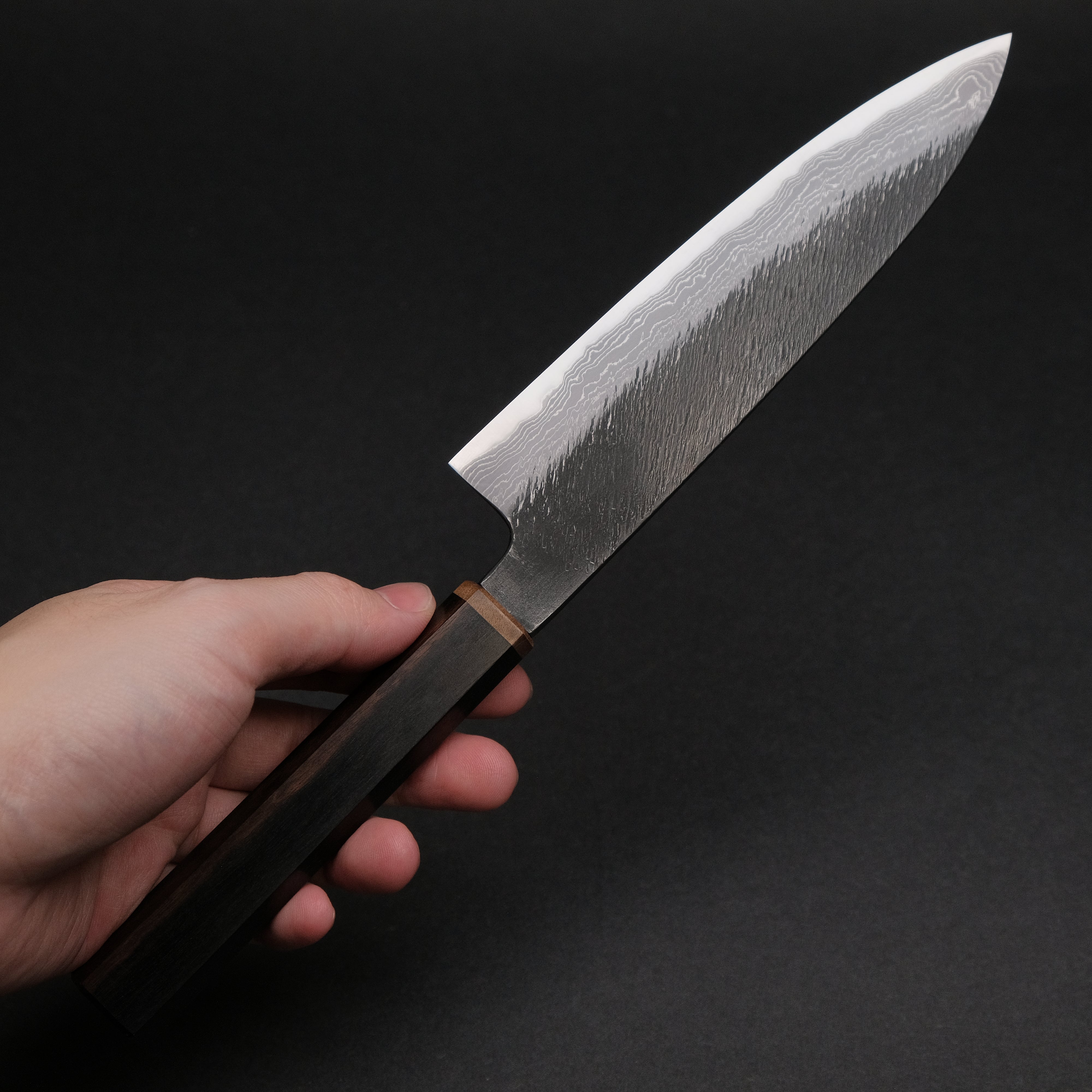 Premium Japanese Damascus Steel Ajikataya White #2 Matsuba Petty Knife 150mm with Ebony & Stabilized Wood Handle - Perfect for Slicing, Peeling & Precision Kitchen Tasks (#29)
