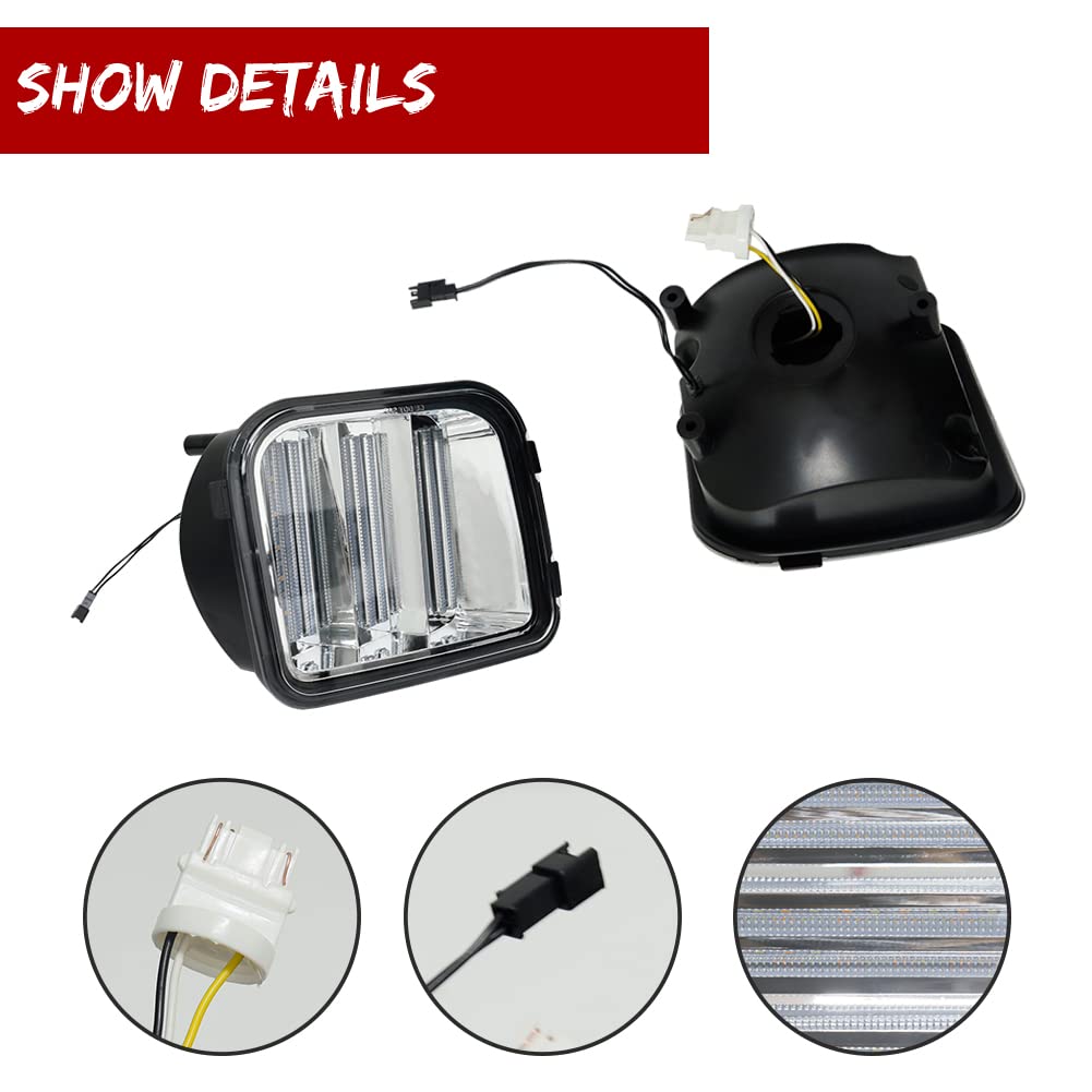 Clear Lens Switchback White/Amber Sequential LED Turn Signal Lights - Compatible with 2006-2010 Hummer H3 & H3T Front Bumper Corner Side Marker - Perfect for Off-Roading, Night Driving & Enhanced Visibility