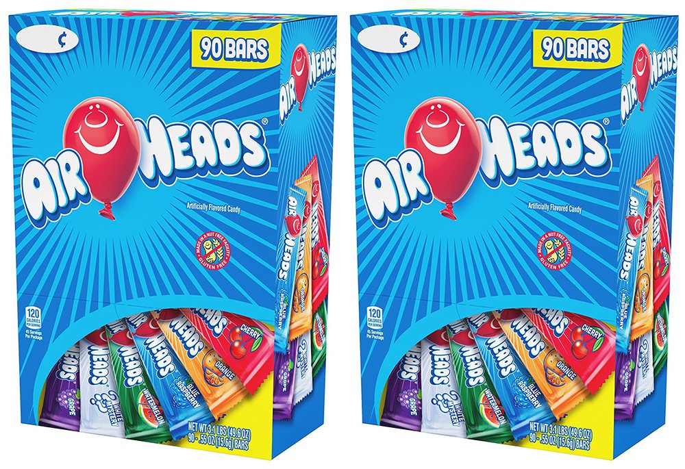 Airheads SUSIVP Chewy Fruit Candy Variety Pack - 90 Count (Pack of 2) | Assorted Flavors | Bulk Snacks for Parties, Halloween Treats & Office Break Room