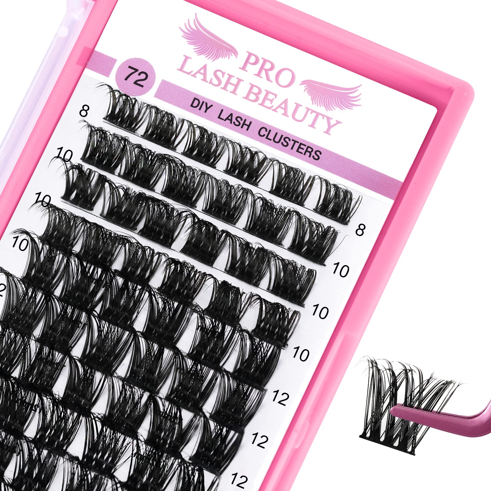 72 Pcs Cluster Lashes for DIY Eyelash Extensions - Reusable Soft & Comfortable Individual Lash Clusters, Fluffy Super Thin Band (Tender-D-8-16mix) | Perfect for Natural Everyday Look, Parties & Special Occasions