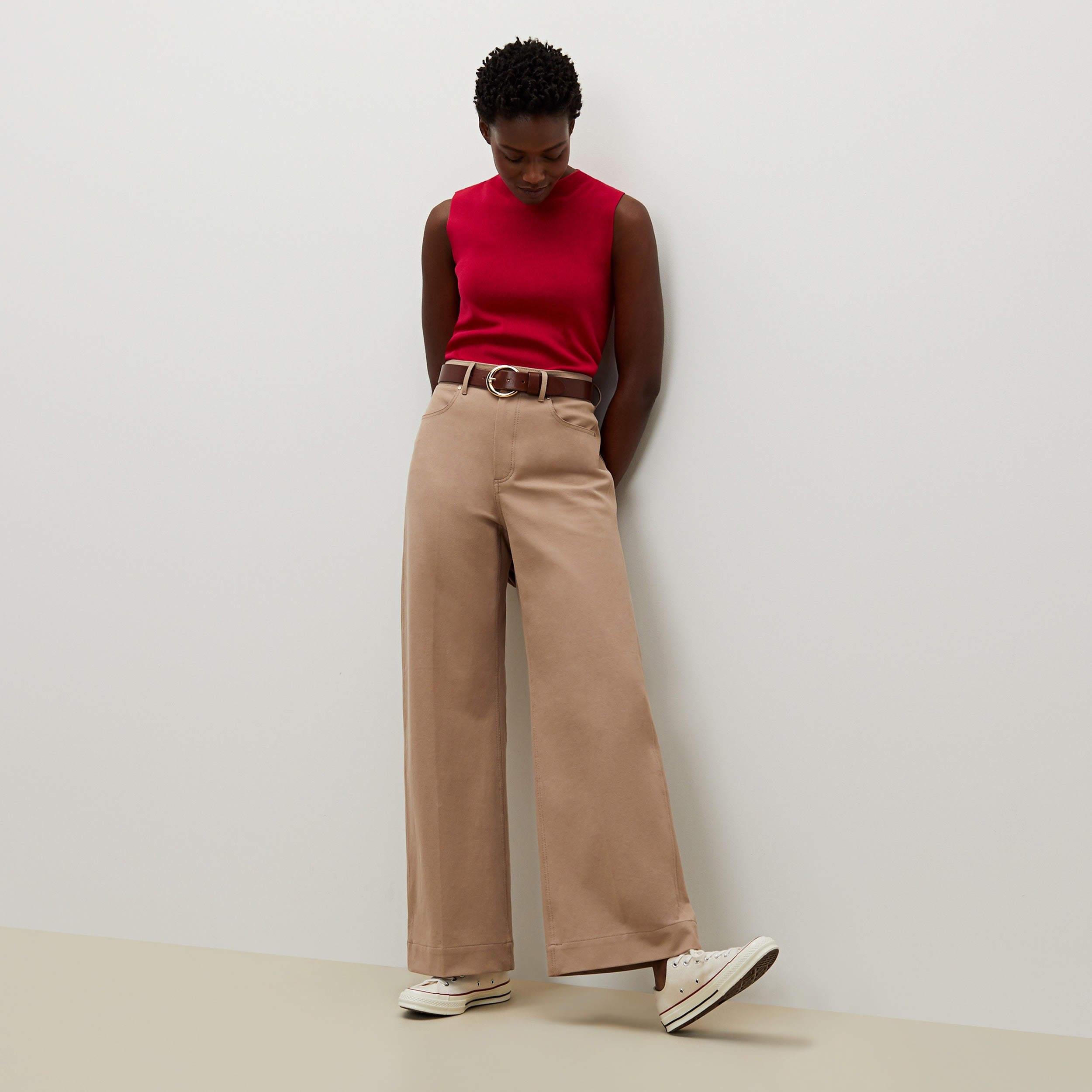 Milo Wide Leg Eco-Friendly Jeans for Women - Better Than Denim, Comfortable High Waist Stretch Pants (Fawn Color) - Perfect for Casual Wear, Office Outfits & Weekend Brunch