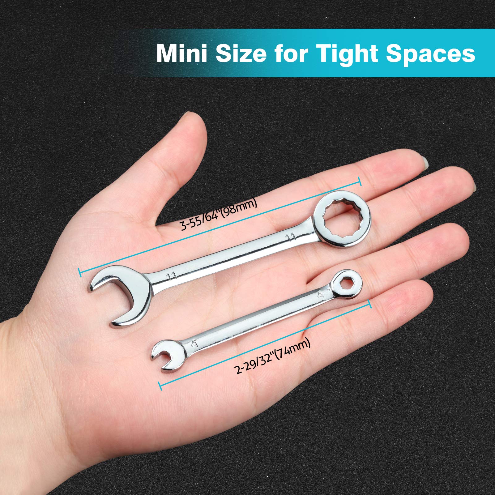 SPEEDWOX 10-Piece Mini Combination Wrench Set (4-11mm) - Open & Box End Wrenches for Automotive Repair, Industrial Maintenance, Electronics, Mechanics & DIY Projects - High Carbon Steel Tools for Home Garage & Professional Use