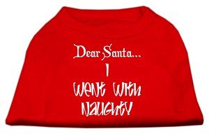 Dear Santa I Went with Naughty Screen Print Dog T-Shirt - Funny Pet Apparel for Christmas in Multiple Colors - Perfect for Holiday Photos & Dog Lovers Gifts