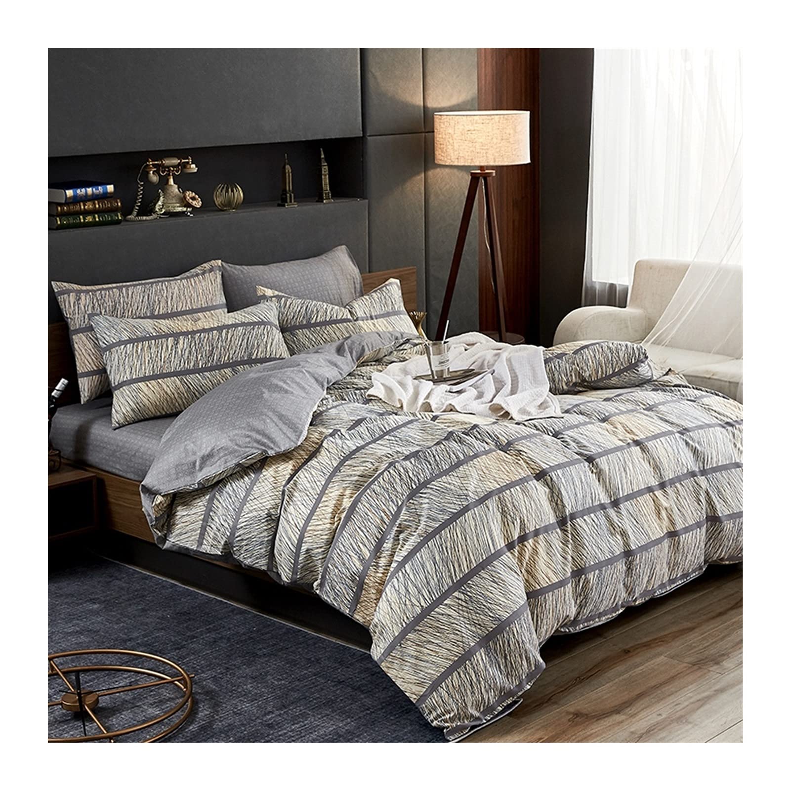 Luxury 3/4-Piece Satin Duvet Cover Set - Twin/Queen/King Size 400TC Soft 100% Egyptian Long-Staple Cotton Bedding with Fitted Sheets - Modern Cozy Comforter Cover for Master Bedroom, Guest Room & Hotel Decor