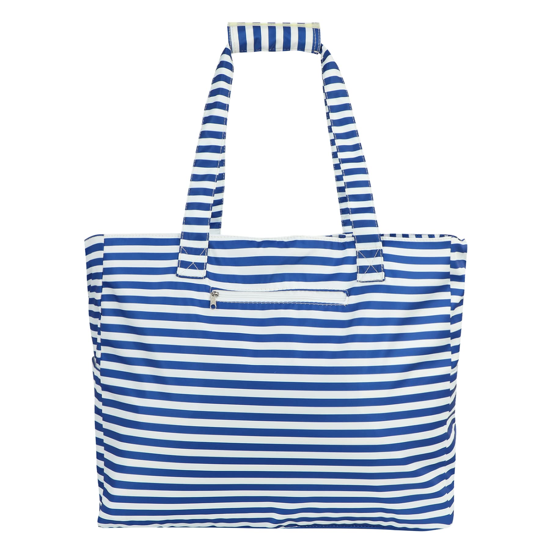 Waterproof Beach Bag for Women & Girls - Large Duffle Tote with Pockets - Cute Weekender Travel Bag - Essential for Beach Vacations, Family Trips & Kids - Blue Stripe Design - Perfect for Pool, Gym & Outdoor Adventures