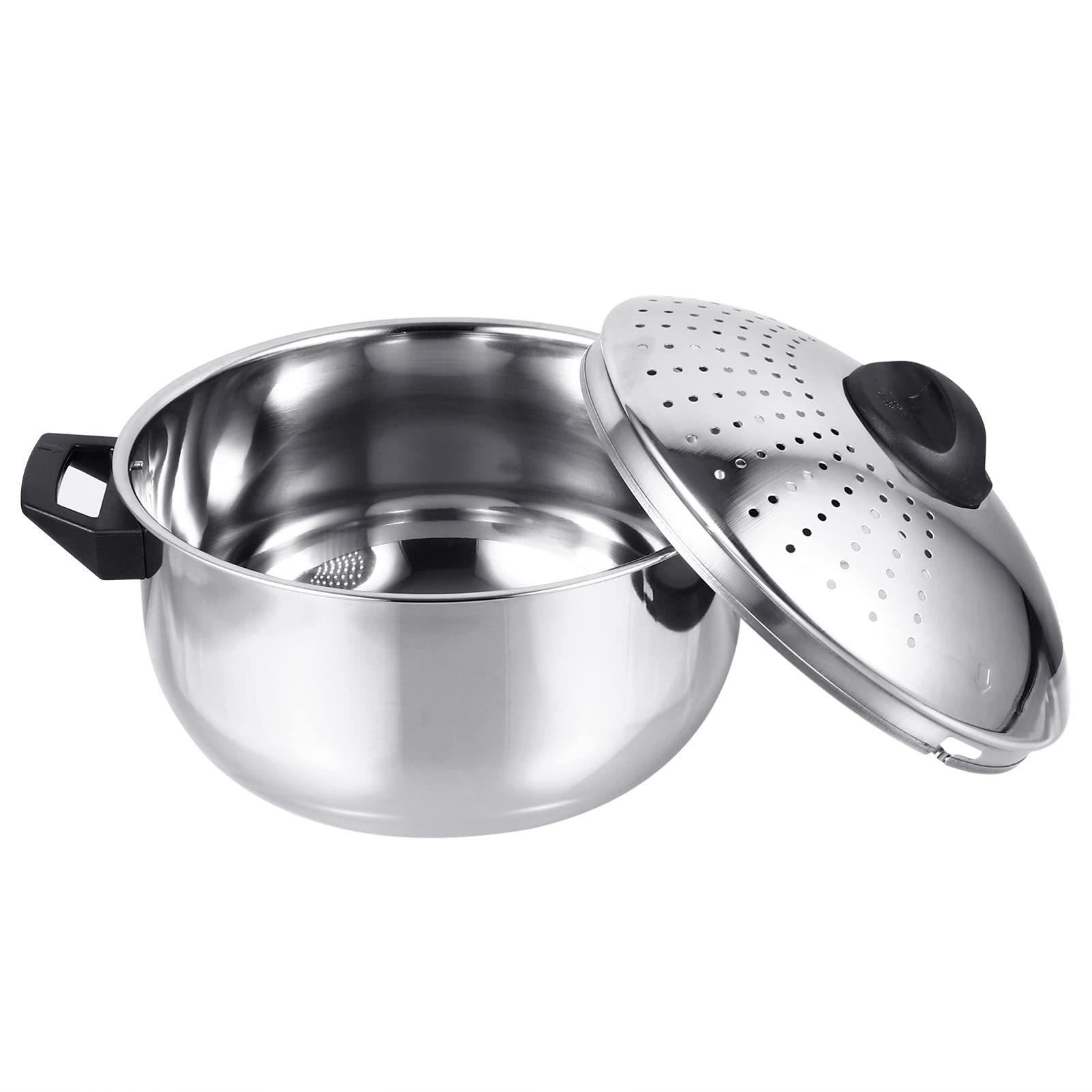 Stainless Steel Pasta Cooker Pot - 16CM Silver Soup Pot, Noodles & Food Steamer for Kitchen | Perfect for Cooking Pasta, Soup, Noodles & Steaming Vegetables