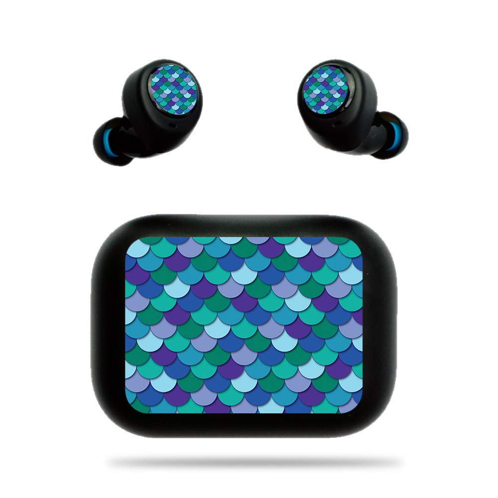 MightySkins Protective Vinyl Skin Cover for Amazon Echo Buds - Blue Scales Design | Durable Decal Wrap | Easy to Apply & Remove | Made in USA | Perfect for Gym, Travel & Daily Use