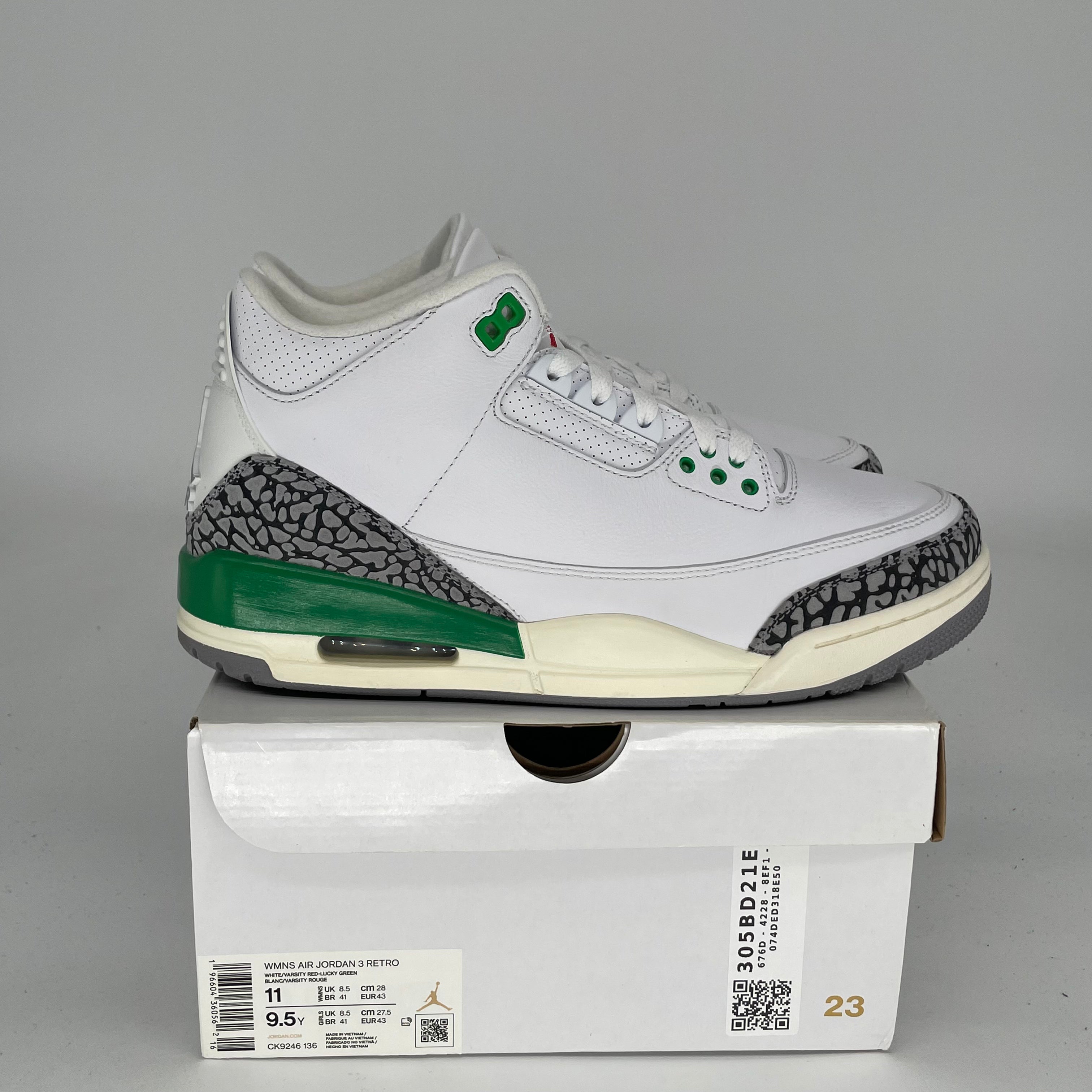 AIR JORDAN 3 Lucky Green Women's Sneakers - Size 9.5/11W (CK9246-136) - Retro Basketball Shoes for Women, Casual Streetwear & Gym Workouts