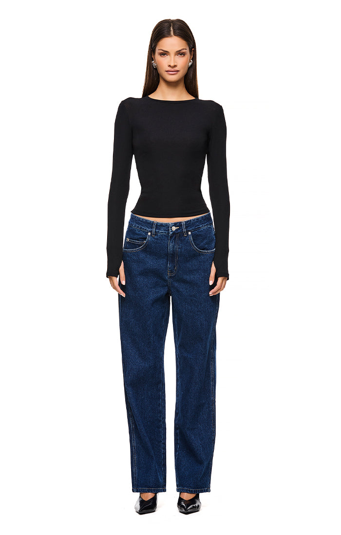 Dove Black Long Sleeve Women's Top - Soft Stretch Casual Shirt for Everyday Wear & Layering