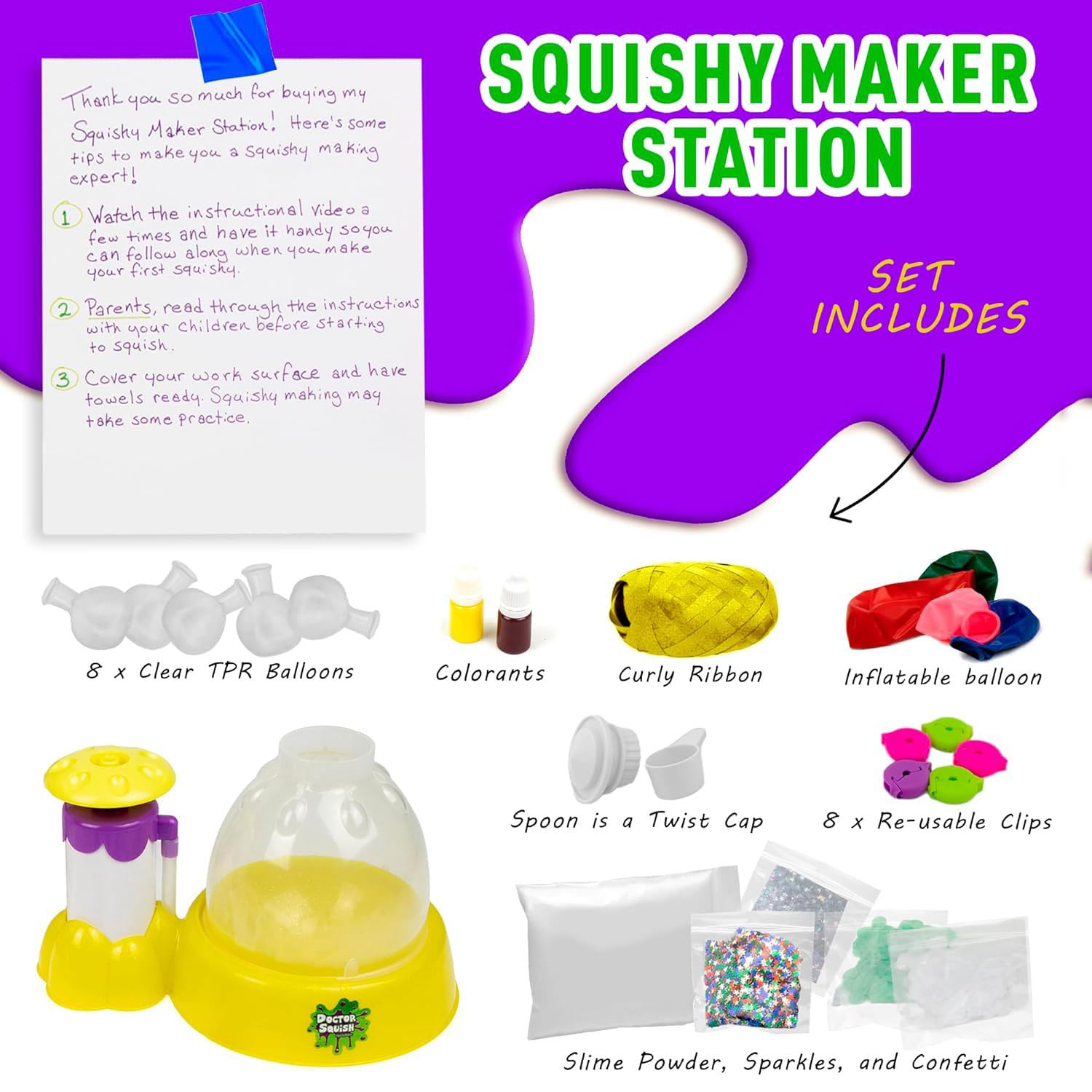 Doctor Squish - Squishy Maker Station - DIY Stress Relief Toy Kit for Kids & Adults - Create Custom Squishies at Home - Amazon Exclusive - Perfect for Birthday Gifts, Classroom Activities & Sensory Play