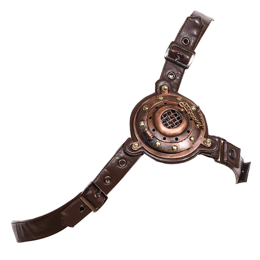 Steampunk Victorian Leather Chest Harness Belt with LED Lights - Gothic Corset Accessory for Cosplay, Halloween, and LARP Costumes