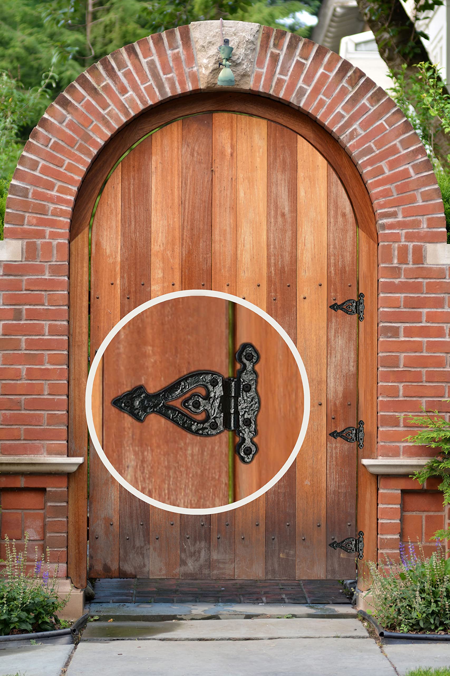 Heavy Duty 2-Piece Black Matte T Hinge Set for Wooden Fences, Barn Doors & Shed Doors - Outdoor Gate Hinges with Rust-Resistant Finish - Perfect for Farmhouse, Garden Gates and Backyard Fencing Projects