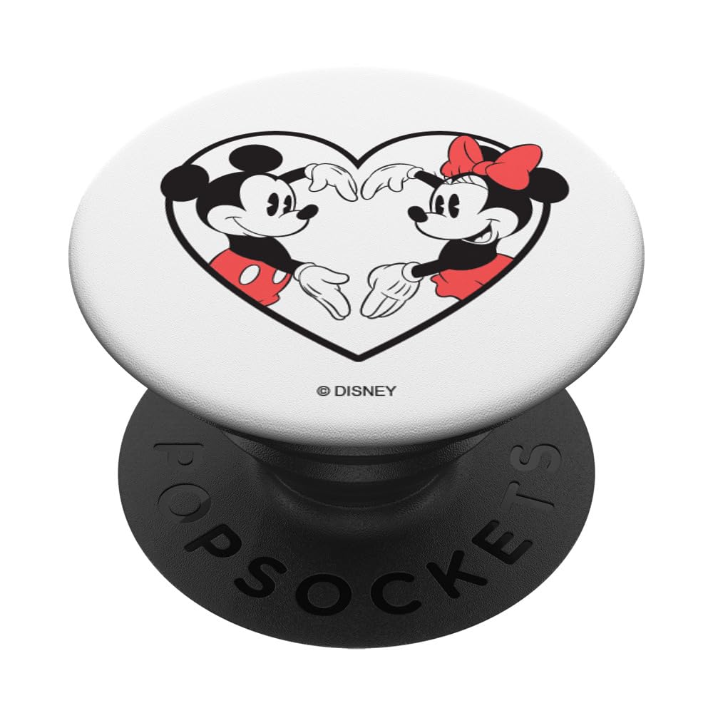 Disney Mickey & Minnie Mouse Heart Design PopSockets Standard PopGrip - Phone Grip, Stand & Sticker for iPhone, Samsung & Smartphones - Perfect for Valentine's Day Gifts, Couples & Disney Fans