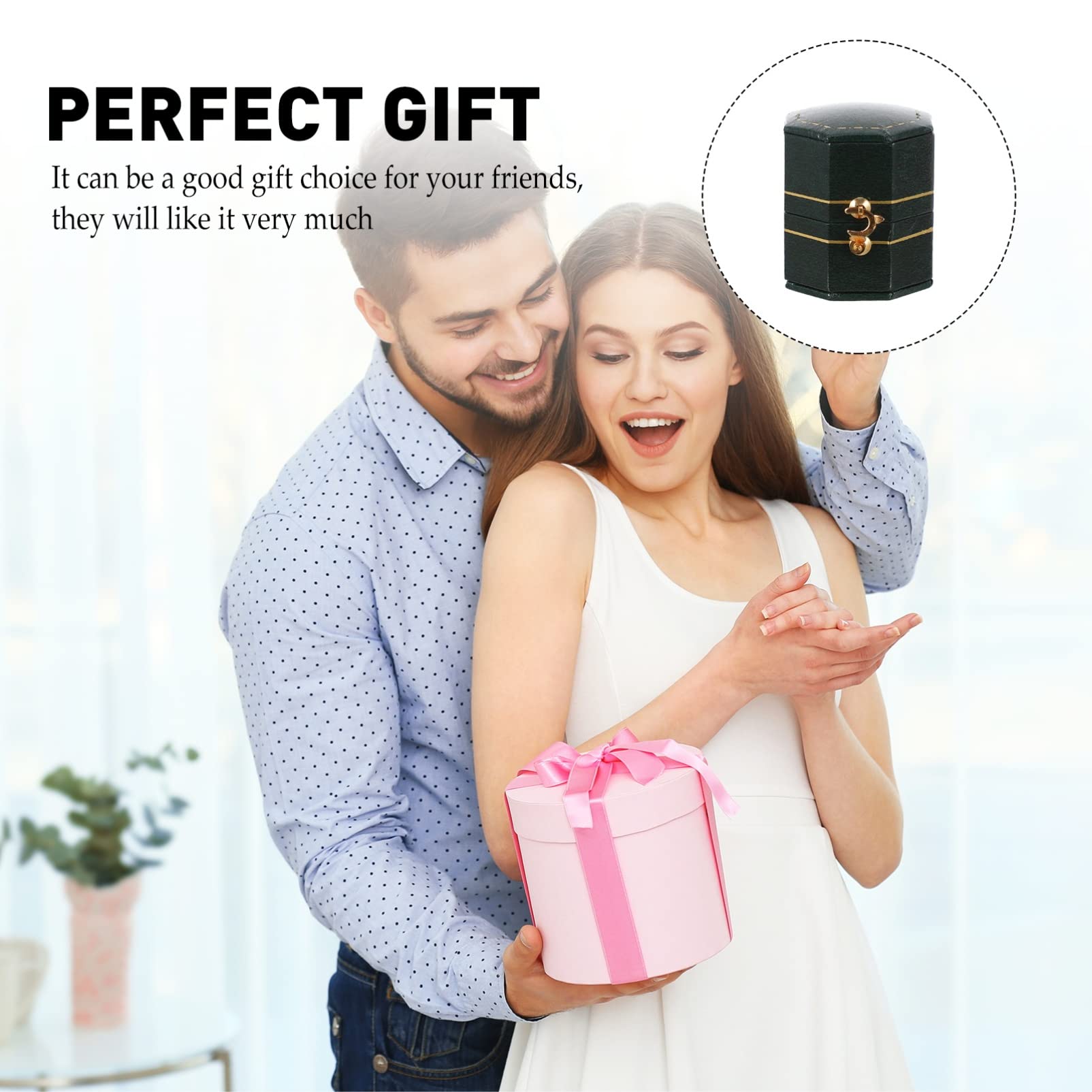 Vintage Jewelry Ring Box - Handmade Wedding Ring Holder for Engagement & Travel Storage