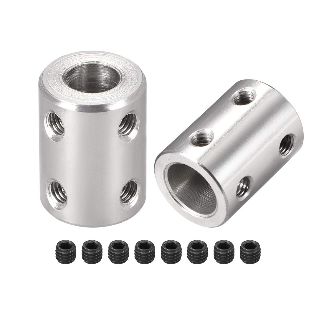 uxcell 8mm to 10mm Bore Rigid Coupling Set Screw L22XD16 45# Steel Shaft Coupler Connector - 2 Pack for 3D Printers, CNC Machines, Motor Shafts & Industrial Equipment