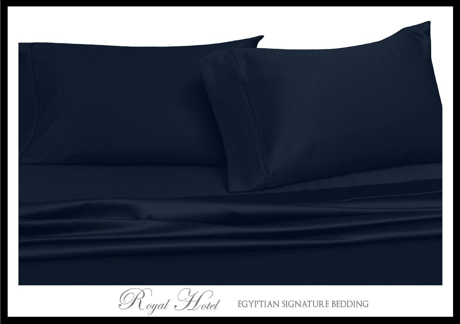 Royal Hotel 100% Cotton 4-Piece Queen Size Bed Sheet Set - Solid Navy, 300 Thread Count, Deep Pocket Fits Mattress Up to 16